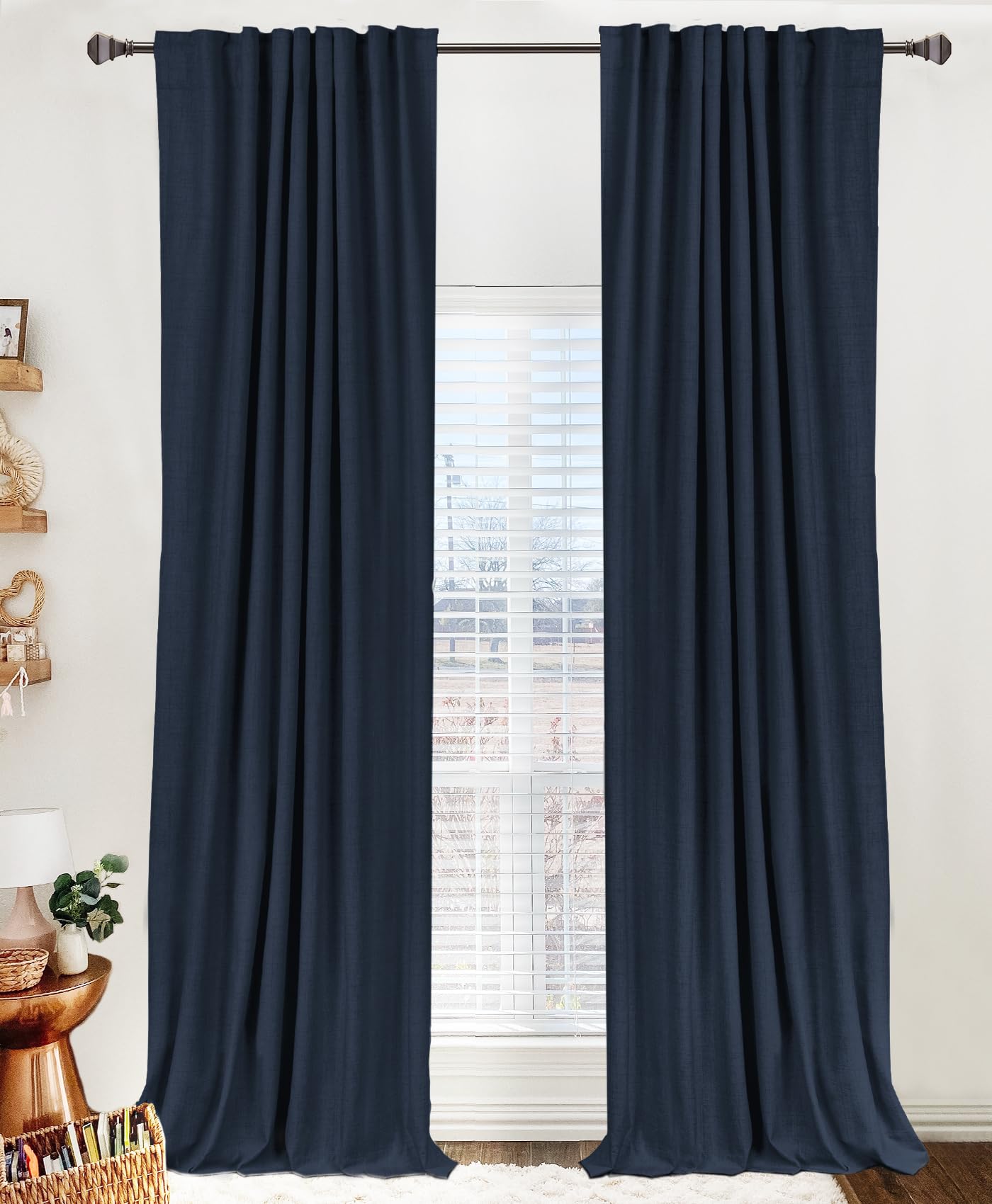 Cream Thermal Blackout Curtains 2 Panels, 50"×84", Back Tab & Rod Pocket Design