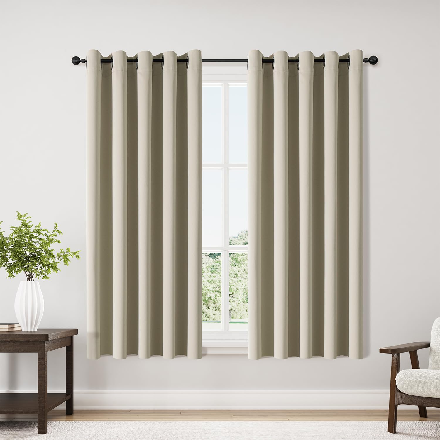 ChrisDowa Grommet Blackout Curtains for Bedroom and Living Room - 2 Panels Set Thermal Insulated Room Darkening Curtains (Dark Grey, 42 x 63 Inch)