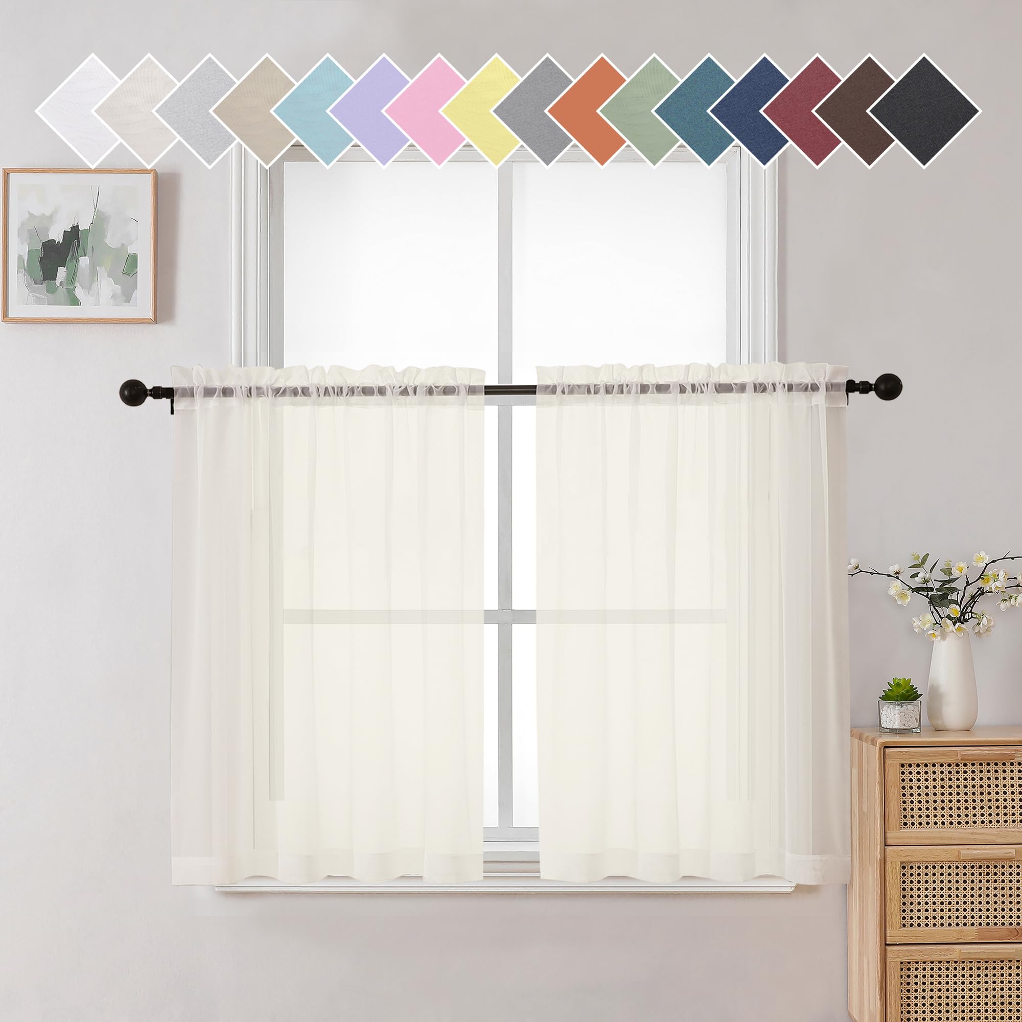 Aiyufeng Blush Pink Sheer Curtains 84 Inches Long 2 Panels Set, Light Filtering Soft Airy Voile Rod Pocket Baby Pink Sheer Window Drapes for Bedroom Living Room, Each 40Wx84L Inches