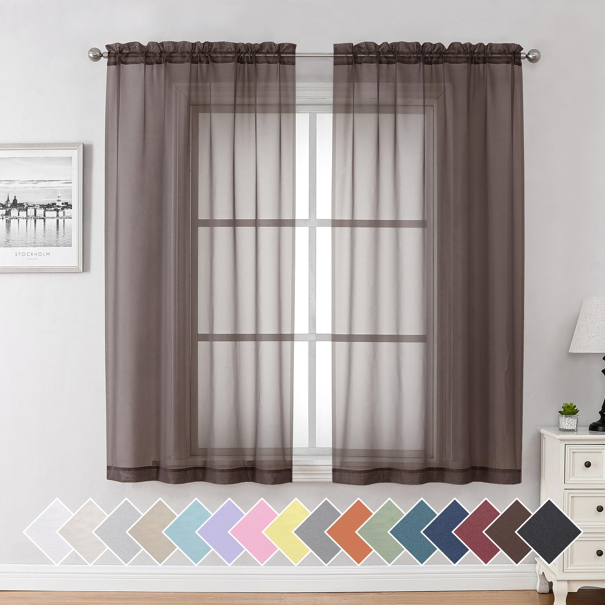Aiyufeng Blush Pink Sheer Curtains 84 Inches Long 2 Panels Set, Light Filtering Soft Airy Voile Rod Pocket Baby Pink Sheer Window Drapes for Bedroom Living Room, Each 40Wx84L Inches