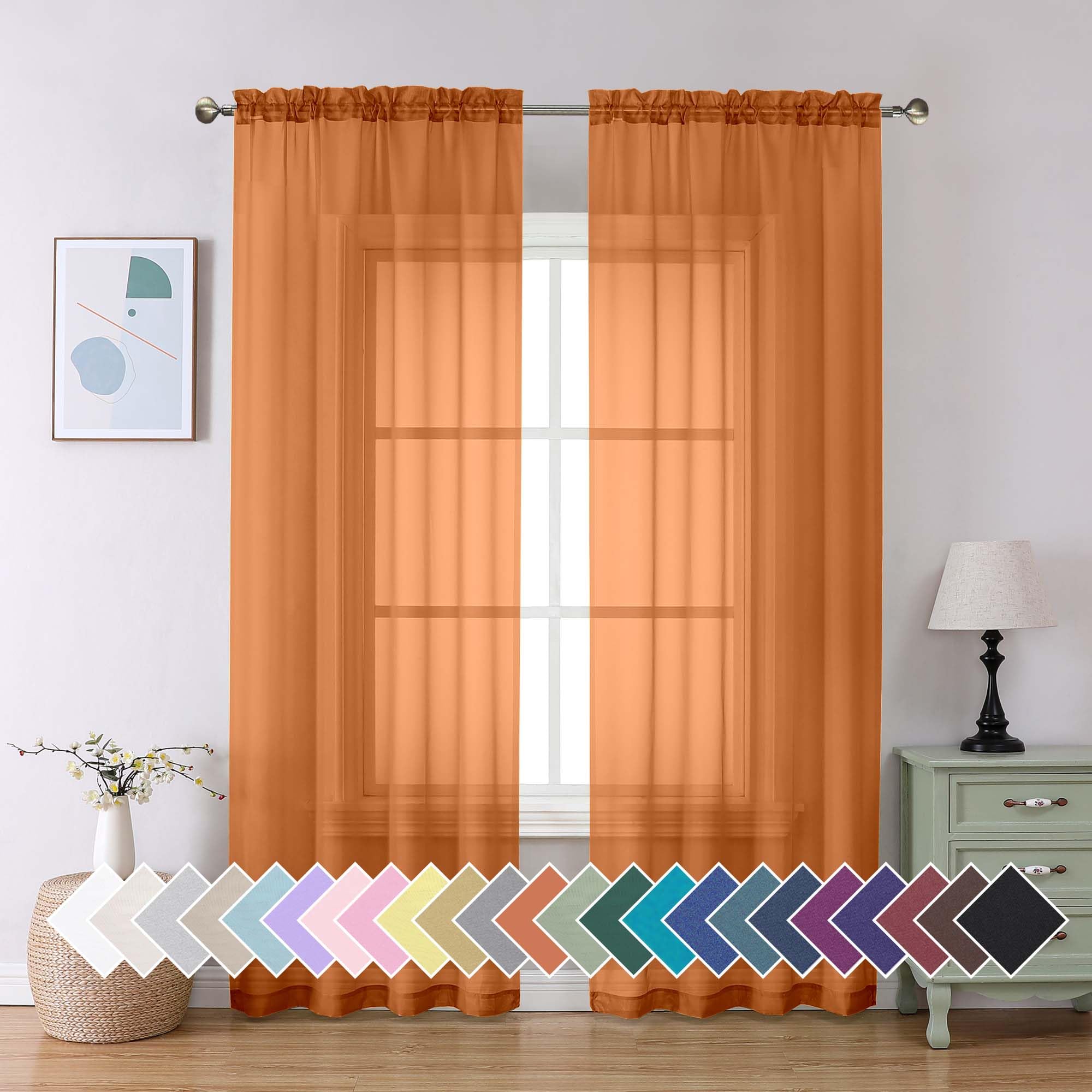 Aiyufeng Blush Pink Sheer Curtains 84 Inches Long 2 Panels Set, Light Filtering Soft Airy Voile Rod Pocket Baby Pink Sheer Window Drapes for Bedroom Living Room, Each 40Wx84L Inches