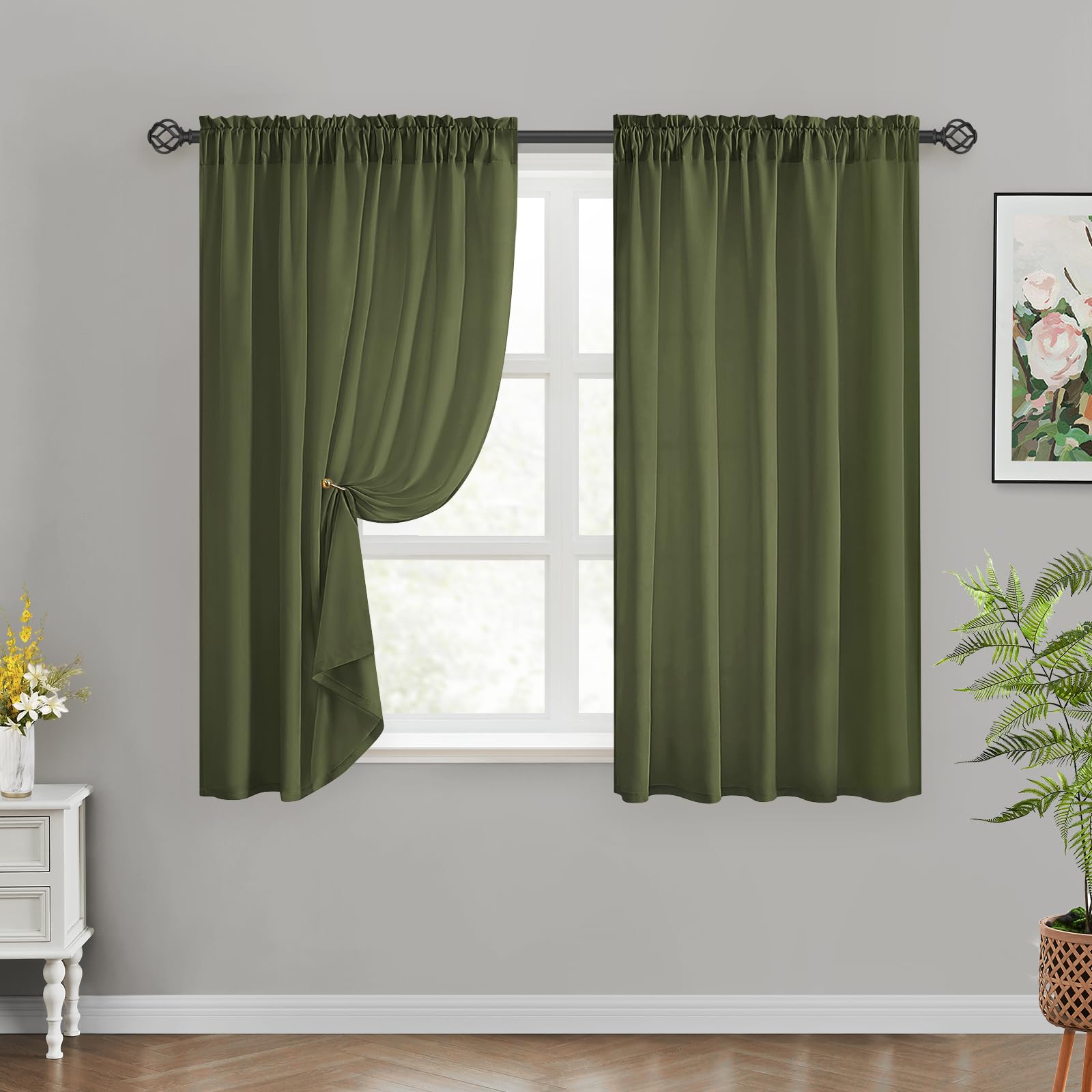 HOMEIDEAS Non-See-Through White Privacy Sheer Curtains 52 X 84 Inches Long 2 Panels Sheer Curtains Light Filtering Window Curtains Drapes for Bedroom Living Room