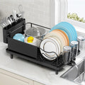 Dish Drying Rack Large Capacity - Stainless Steel Dish Rack for Kitchen Counter with Drain Board, Rustproof Dish Drainer with Auto Drain Spout Utensil Holder Glass Holder, Dinnerware Organizer, Gray