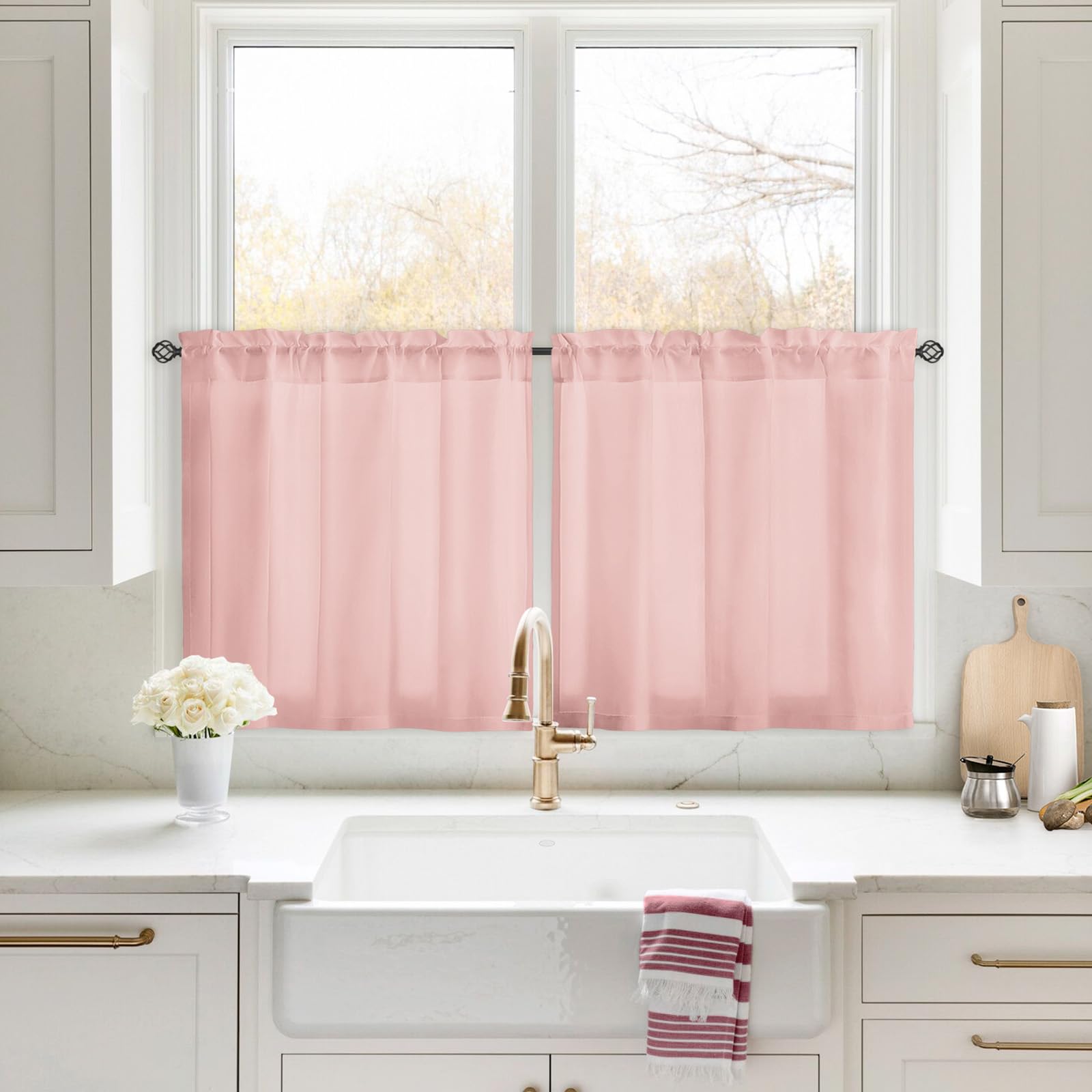 HOMEIDEAS Non-See-Through White Privacy Sheer Curtains 52 X 84 Inches Long 2 Panels Sheer Curtains Light Filtering Window Curtains Drapes for Bedroom Living Room