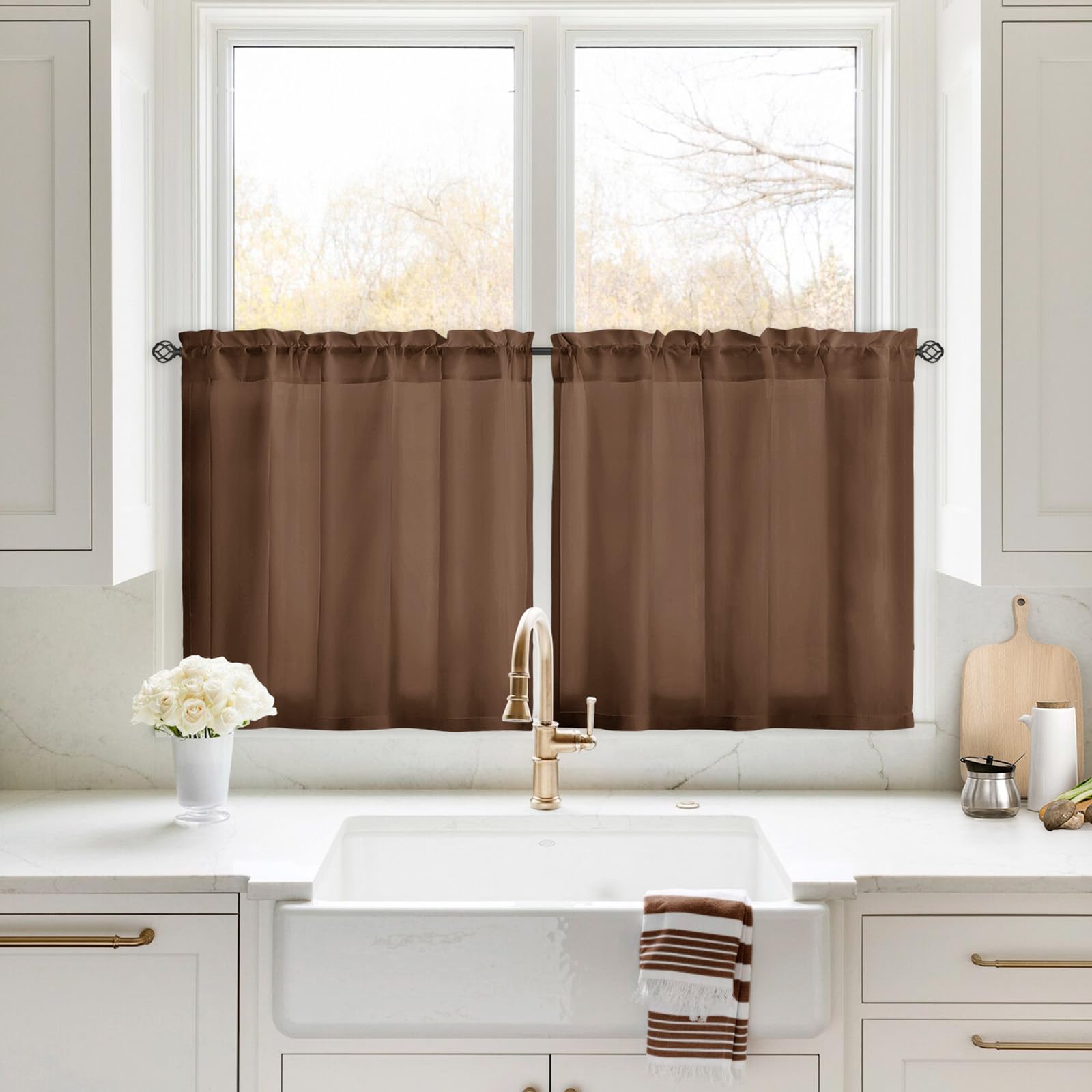 HOMEIDEAS Non-See-Through White Privacy Sheer Curtains 52 X 84 Inches Long 2 Panels Sheer Curtains Light Filtering Window Curtains Drapes for Bedroom Living Room