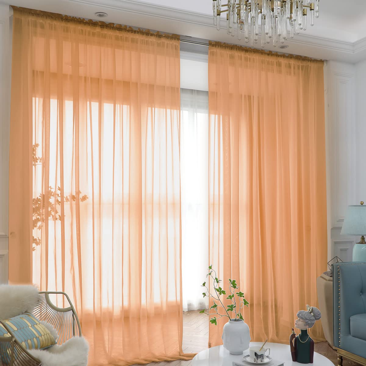 L&TEC Window White Sheer Curtains 84 Inches Long 2 Panels Sheer White Curtain Clear Basic Rod Pocket Panel Other Beige Grey Purple Pink 63 72 95 108 Inch Bedroom Children Living Room Yard Kitchen