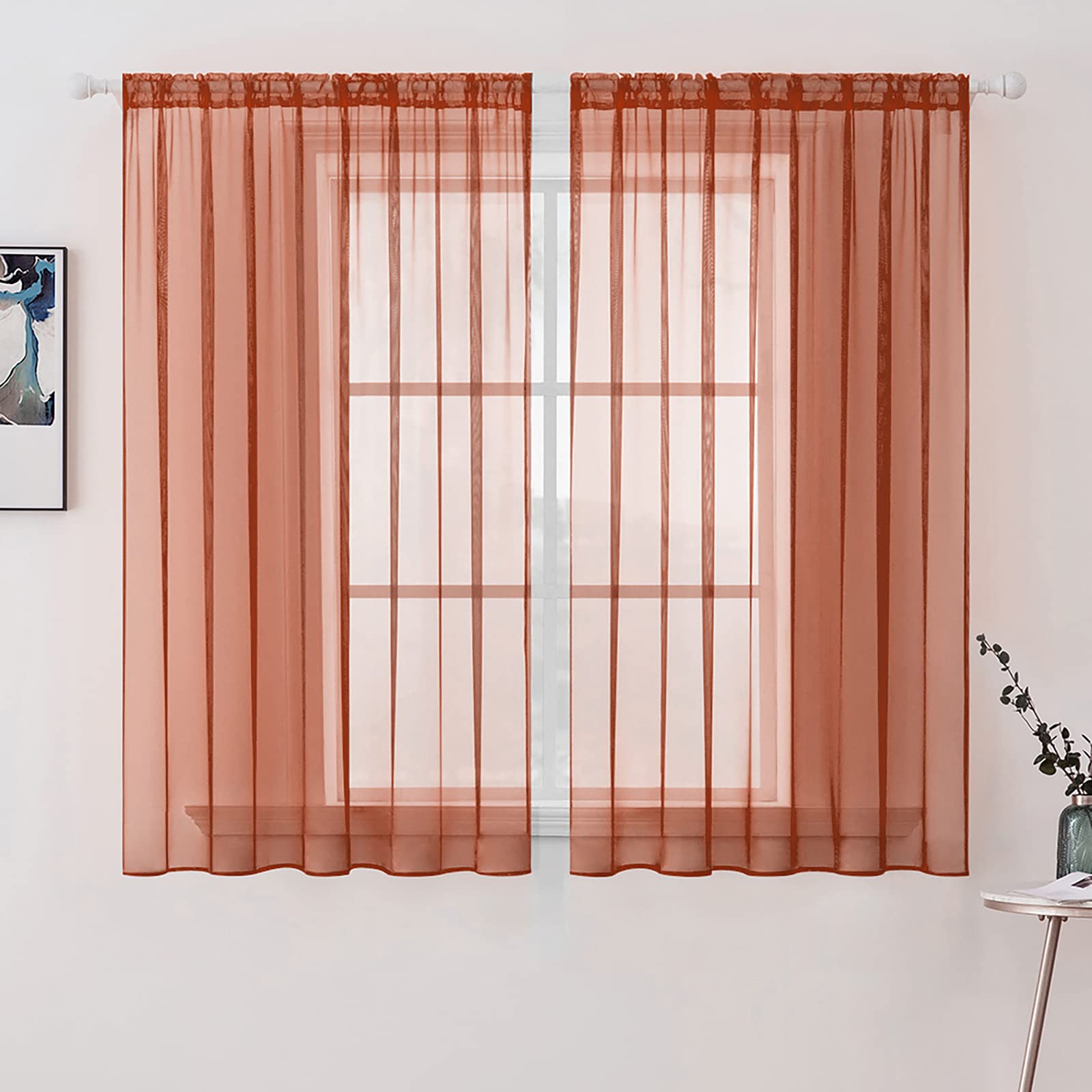 MIULEE 2 Panels Solid Color White Sheer Window Curtains Elegant Window Voile Panels/Drapes/Treatment for Bedroom Living Room (54 X 84 Inches White)
