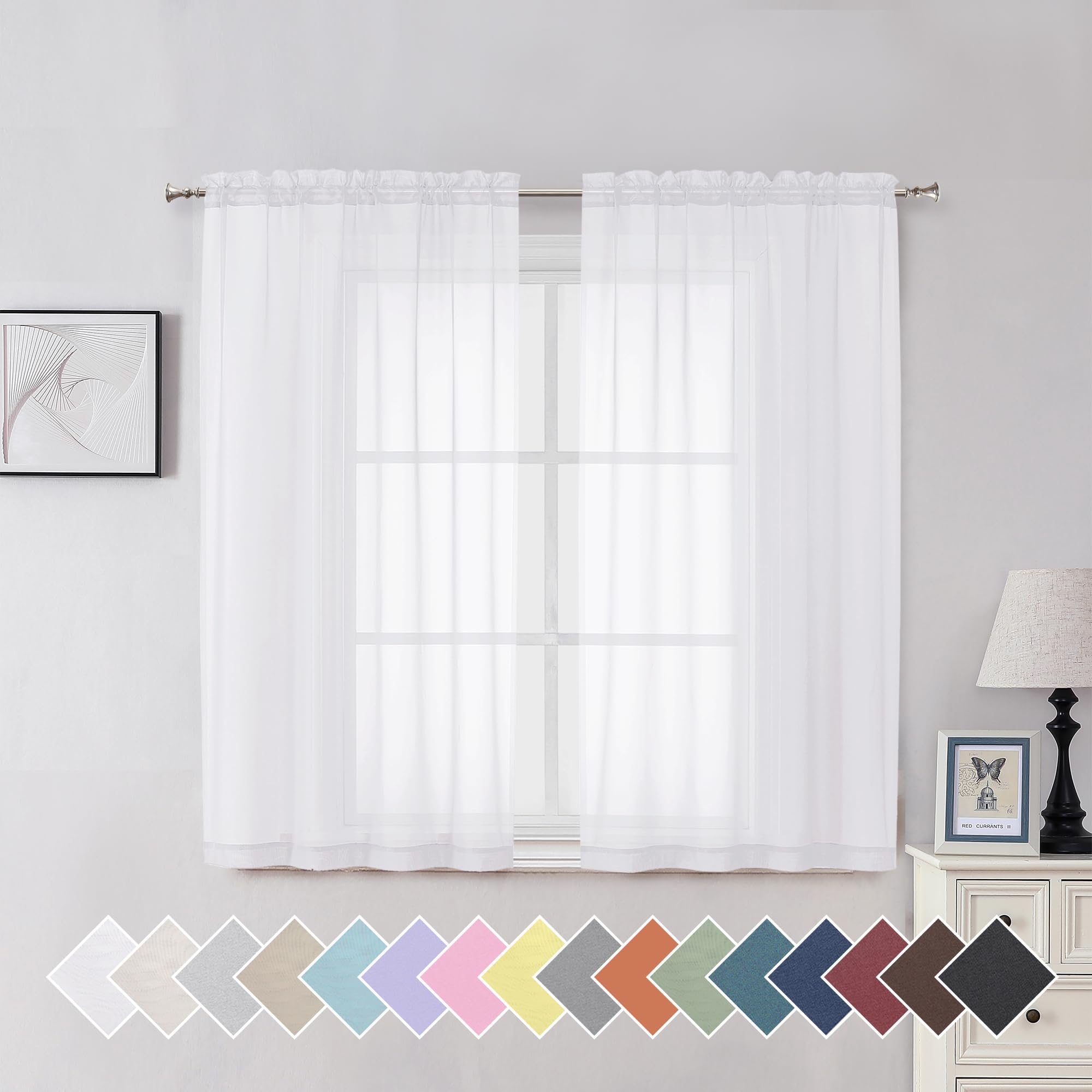 Aiyufeng Blush Pink Sheer Curtains 84 Inches Long 2 Panels Set, Light Filtering Soft Airy Voile Rod Pocket Baby Pink Sheer Window Drapes for Bedroom Living Room, Each 40Wx84L Inches