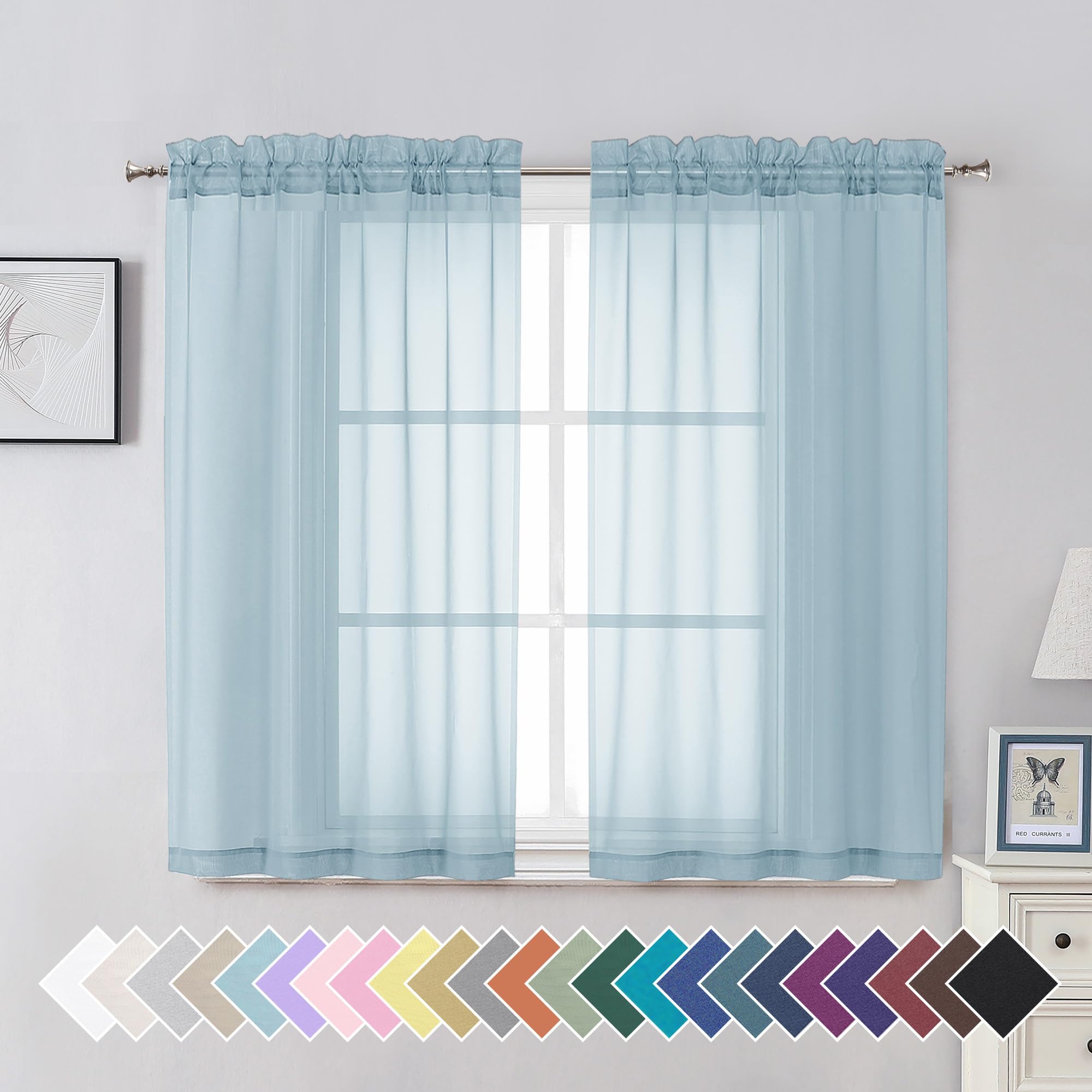 Aiyufeng Blush Pink Sheer Curtains 84 Inches Long 2 Panels Set, Light Filtering Soft Airy Voile Rod Pocket Baby Pink Sheer Window Drapes for Bedroom Living Room, Each 40Wx84L Inches