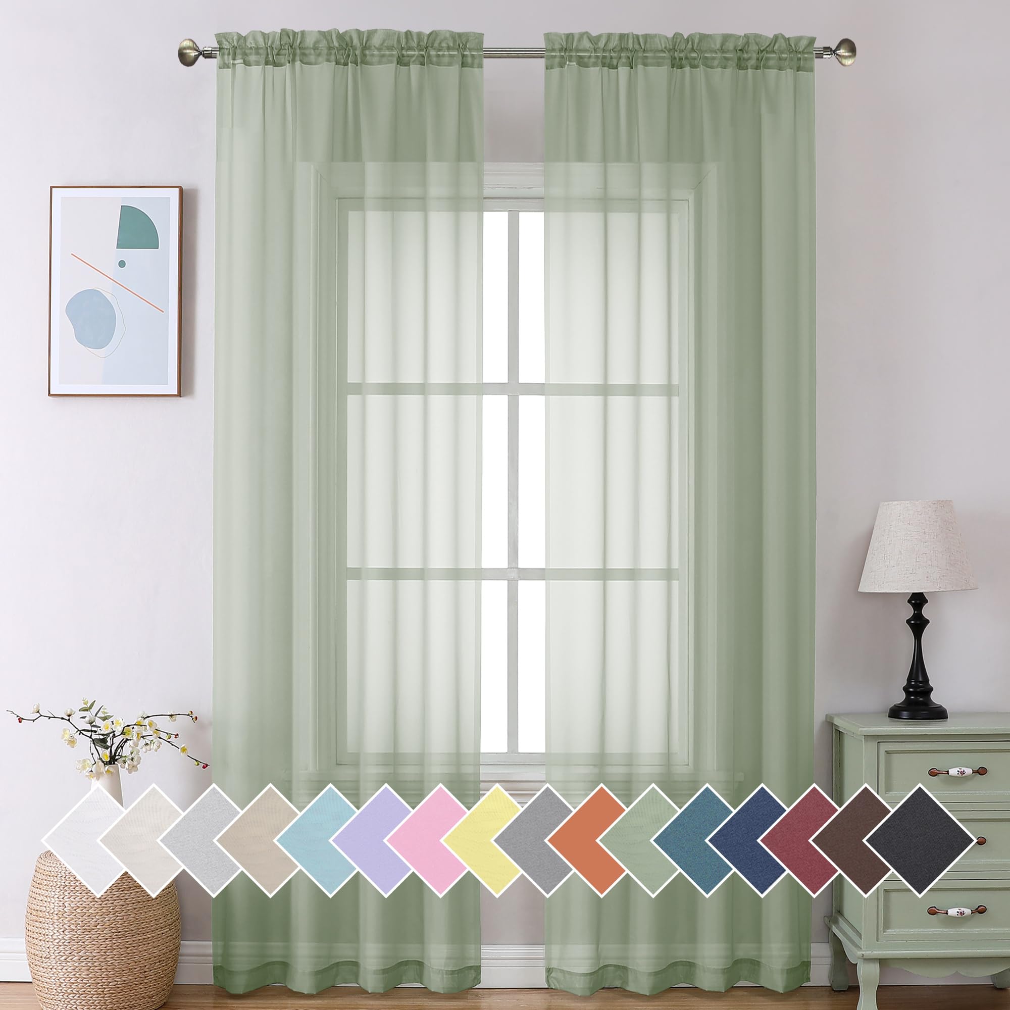 Aiyufeng Blush Pink Sheer Curtains 84 Inches Long 2 Panels Set, Light Filtering Soft Airy Voile Rod Pocket Baby Pink Sheer Window Drapes for Bedroom Living Room, Each 40Wx84L Inches