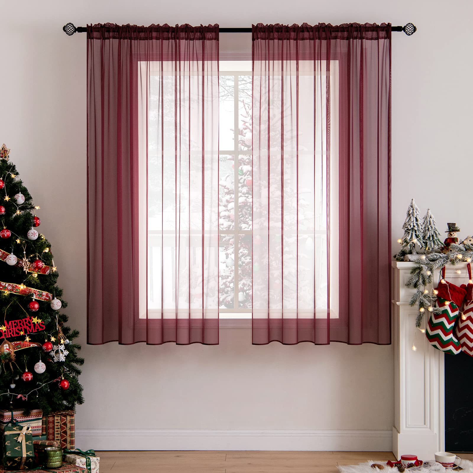 MIULEE White Sheer Curtains 96 inches Long Window Curtains 2 Panels Solid Color Elegant Window Voile Panels/Drapes/Treatment for Bedroom Living Room (54 X 96 Inches White)