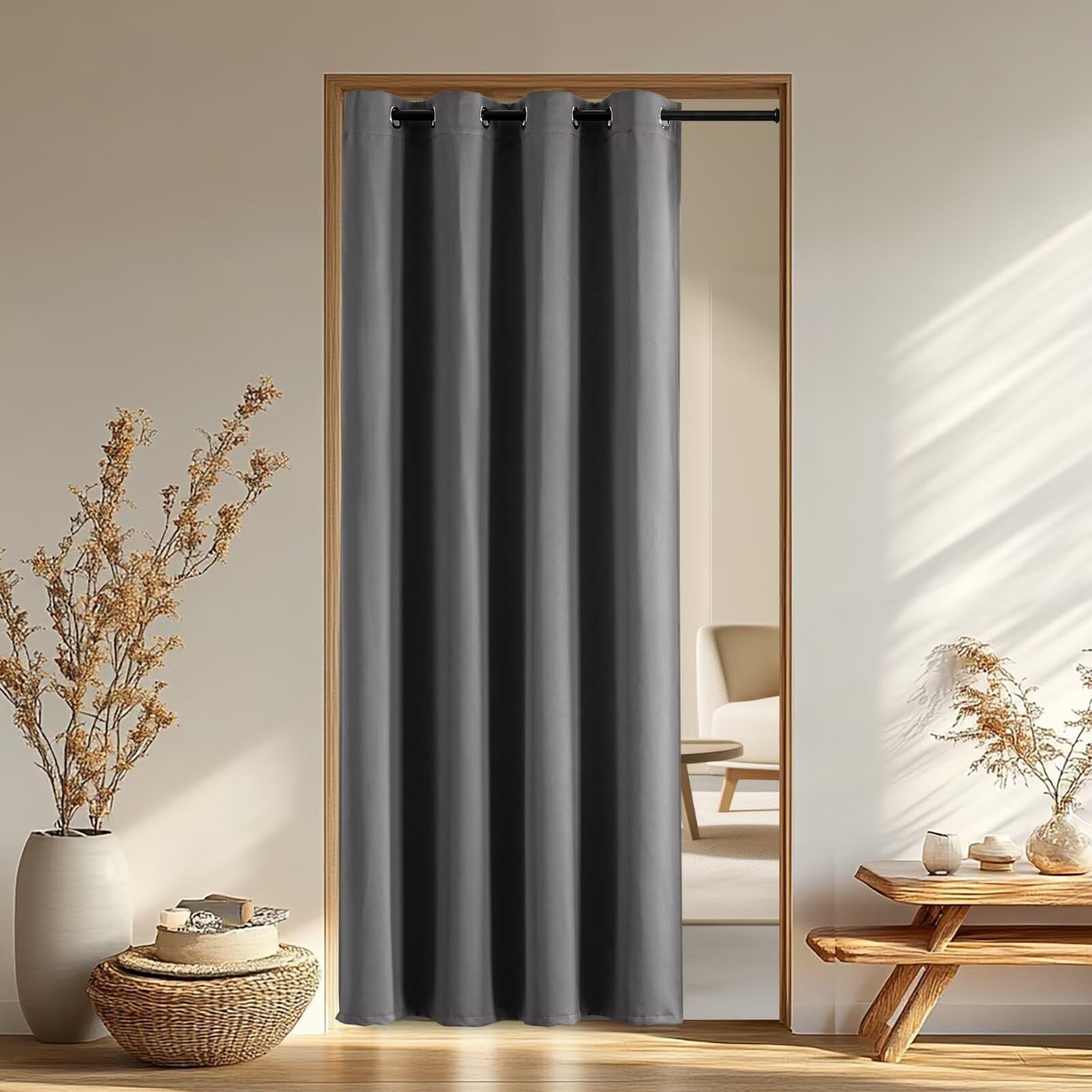 IGEMAEVE Black 100% Blackout Curtains 84 Inch Length 2 Panels Set, Black Out Curtains for Bedroom 84 Inch Long, Rod Pocket Energy Saving Room Darkening Drapes for Living Room Dining Room Window