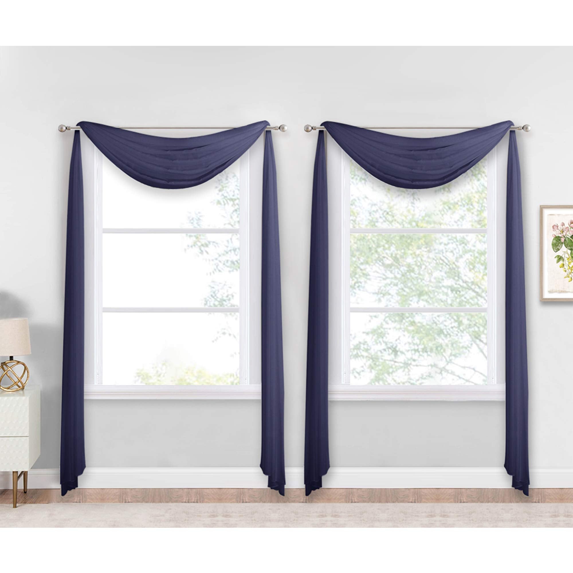 NICETOWN Sheer Canopy Bed Curtains Panels 216 - Home Decoration Sheer Voile Scarf Valance for Wedding (1 Panel, W60 x L216, White)