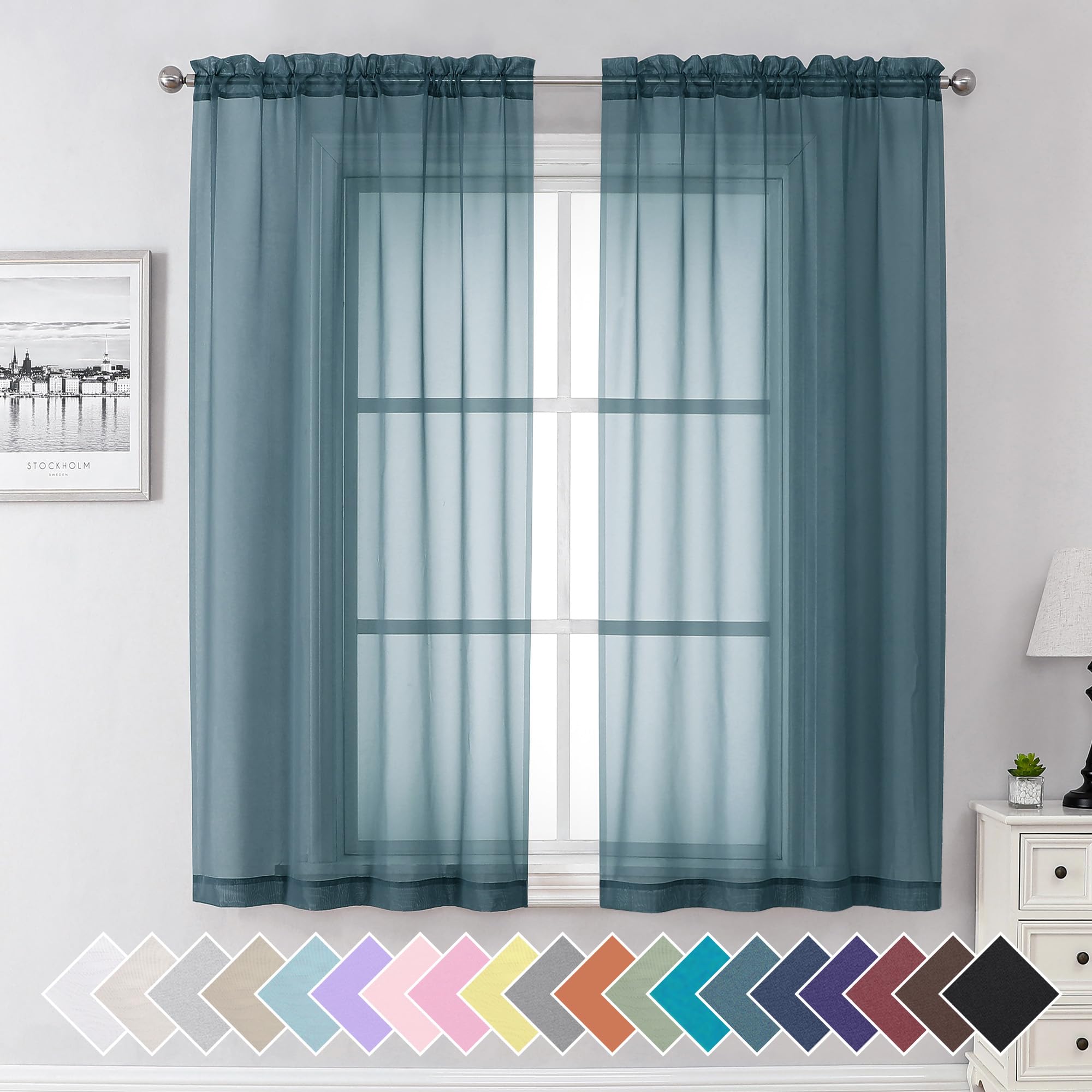 Aiyufeng Blush Pink Sheer Curtains 84 Inches Long 2 Panels Set, Light Filtering Soft Airy Voile Rod Pocket Baby Pink Sheer Window Drapes for Bedroom Living Room, Each 40Wx84L Inches