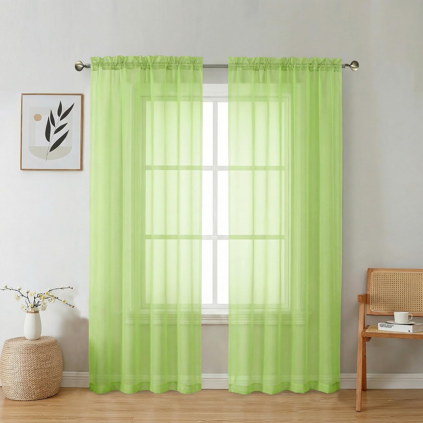 Aiyufeng Blush Pink Sheer Curtains 84 Inches Long 2 Panels Set, Light Filtering Soft Airy Voile Rod Pocket Baby Pink Sheer Window Drapes for Bedroom Living Room, Each 40Wx84L Inches