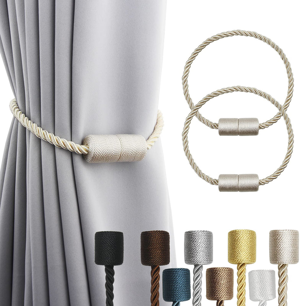 6 Pack Black Strong Magnetic Curtain Tiebacks Outdoor Elegant Decorative Tie Backs Modern Rope Tiebacks for Drapes Window Curtain Holdbacks for Draperies