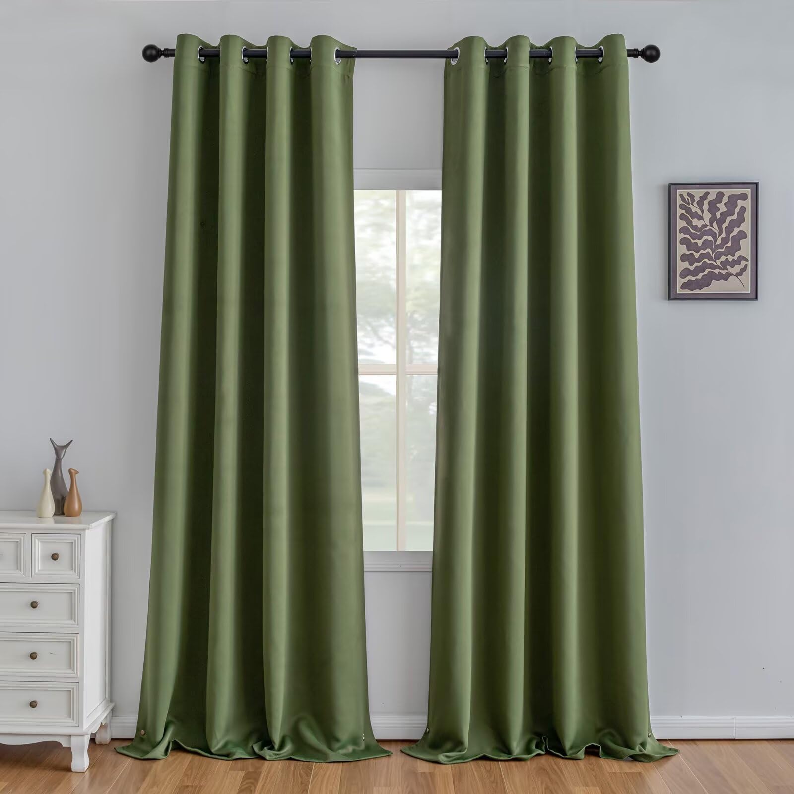 IGEMAEVE Black 100% Blackout Curtains 84 Inch Length 2 Panels Set, Black Out Curtains for Bedroom 84 Inch Long, Rod Pocket Energy Saving Room Darkening Drapes for Living Room Dining Room Window