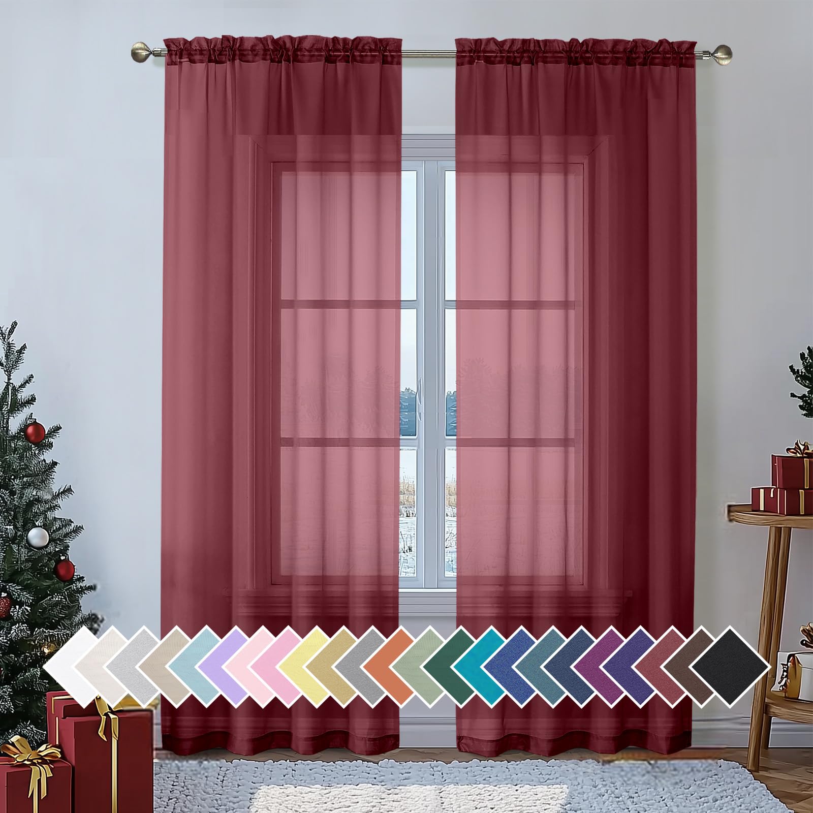 Aiyufeng Blush Pink Sheer Curtains 84 Inches Long 2 Panels Set, Light Filtering Soft Airy Voile Rod Pocket Baby Pink Sheer Window Drapes for Bedroom Living Room, Each 40Wx84L Inches