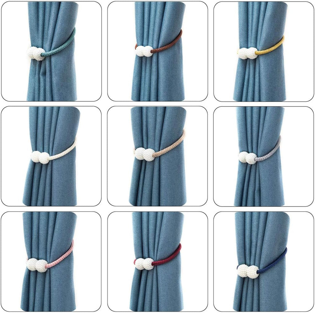Melaluxe 6 Pack Magnetic Curtain Tiebacks, Decorative Curtain Holdbacks for Window Décor (Grey)