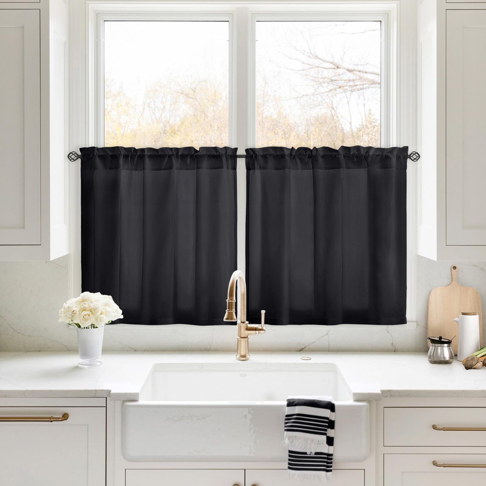 HOMEIDEAS Non-See-Through White Privacy Sheer Curtains 52 X 84 Inches Long 2 Panels Sheer Curtains Light Filtering Window Curtains Drapes for Bedroom Living Room