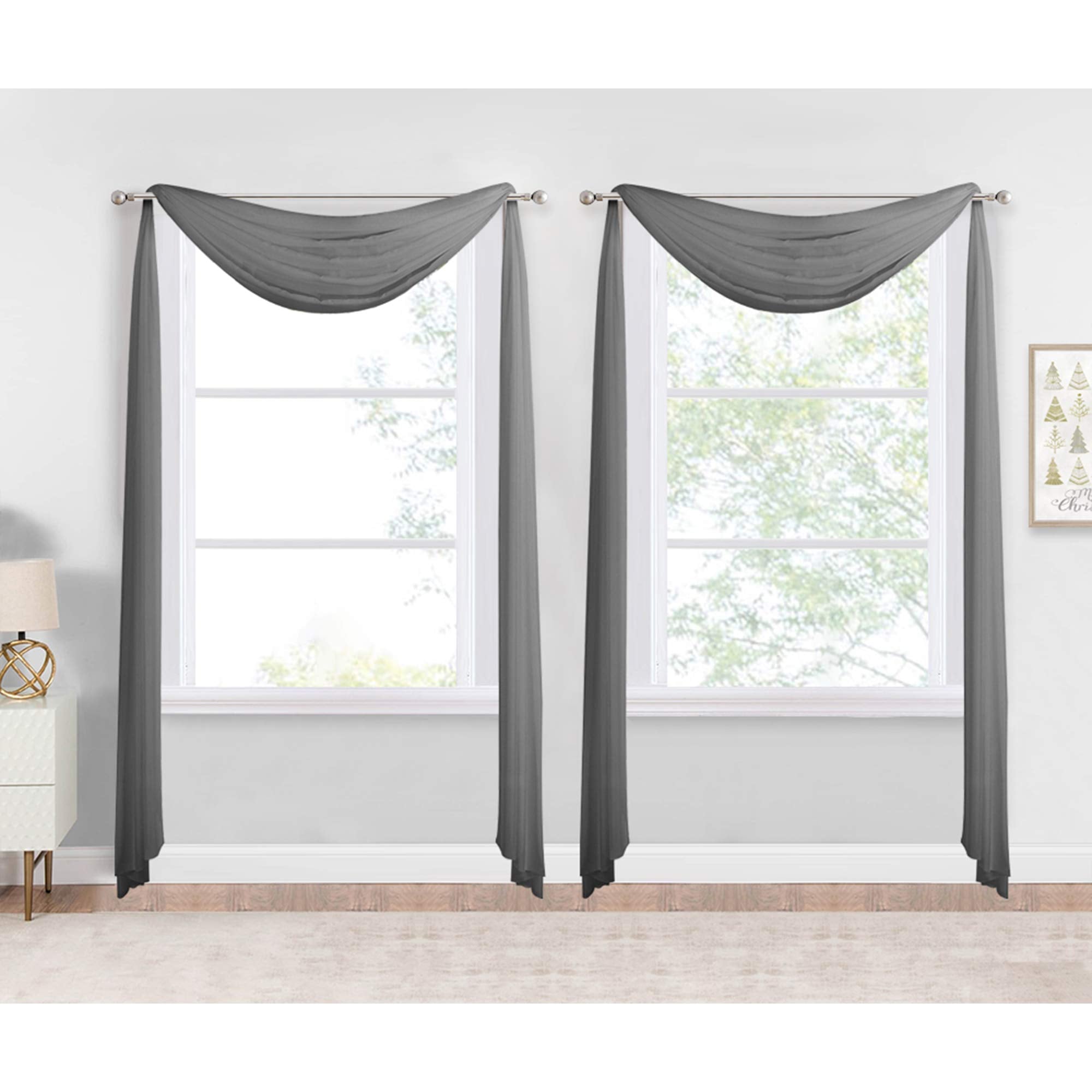 NICETOWN Sheer Canopy Bed Curtains Panels 216 - Home Decoration Sheer Voile Scarf Valance for Wedding (1 Panel, W60 x L216, White)