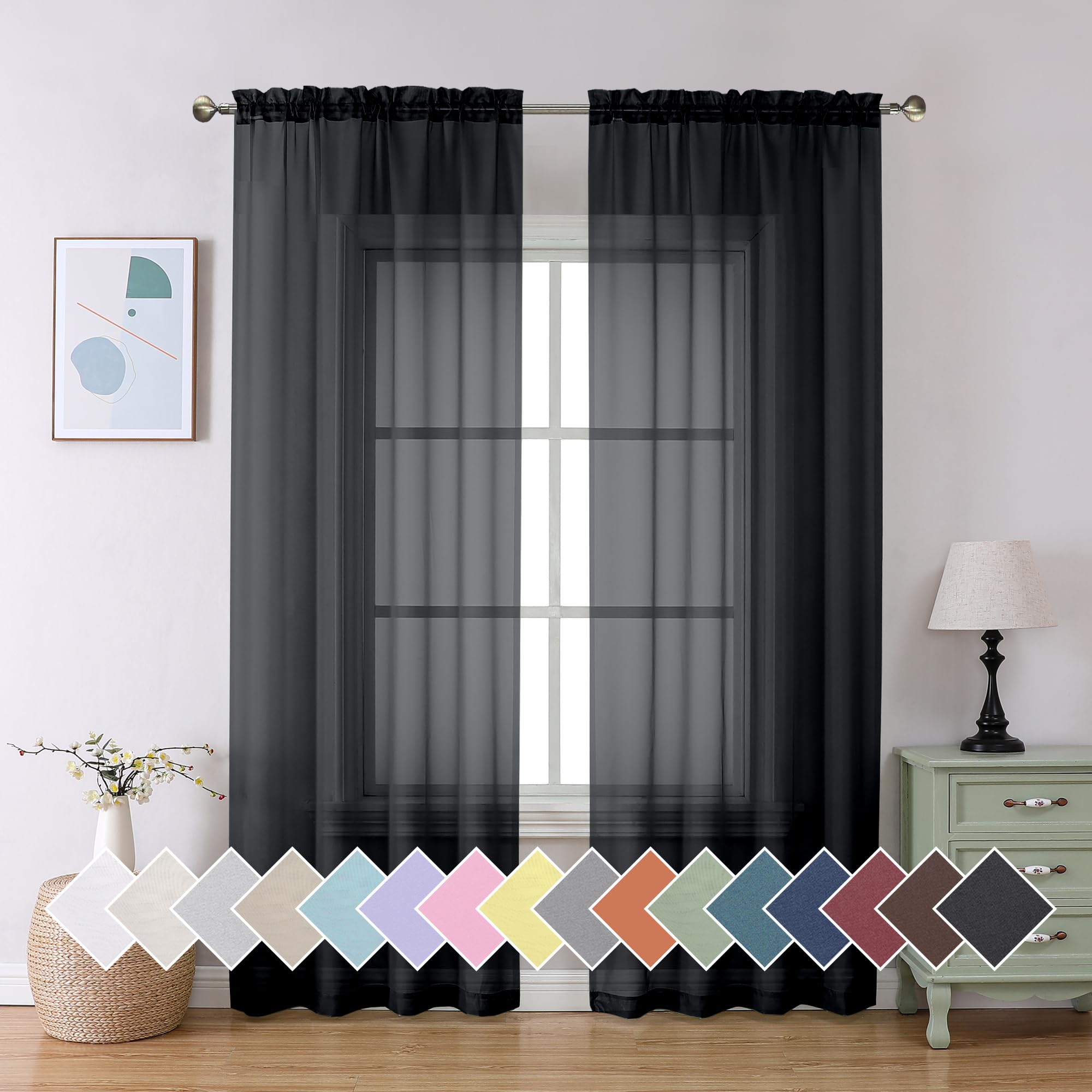 Aiyufeng Blush Pink Sheer Curtains 84 Inches Long 2 Panels Set, Light Filtering Soft Airy Voile Rod Pocket Baby Pink Sheer Window Drapes for Bedroom Living Room, Each 40Wx84L Inches