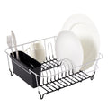 Dish Drying Rack & Cutlery Holder 2 Piece Set - Compact Sink-Fitting Dish Drainer with Rubberized Undercoating, Space-Saving Kitchen Organizer for Plates, Cups, Bowls & Utensils in Sink, Silver