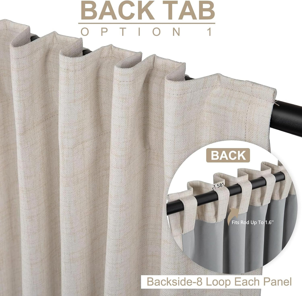 Cream Thermal Blackout Curtains 2 Panels, 50"×84", Back Tab & Rod Pocket Design