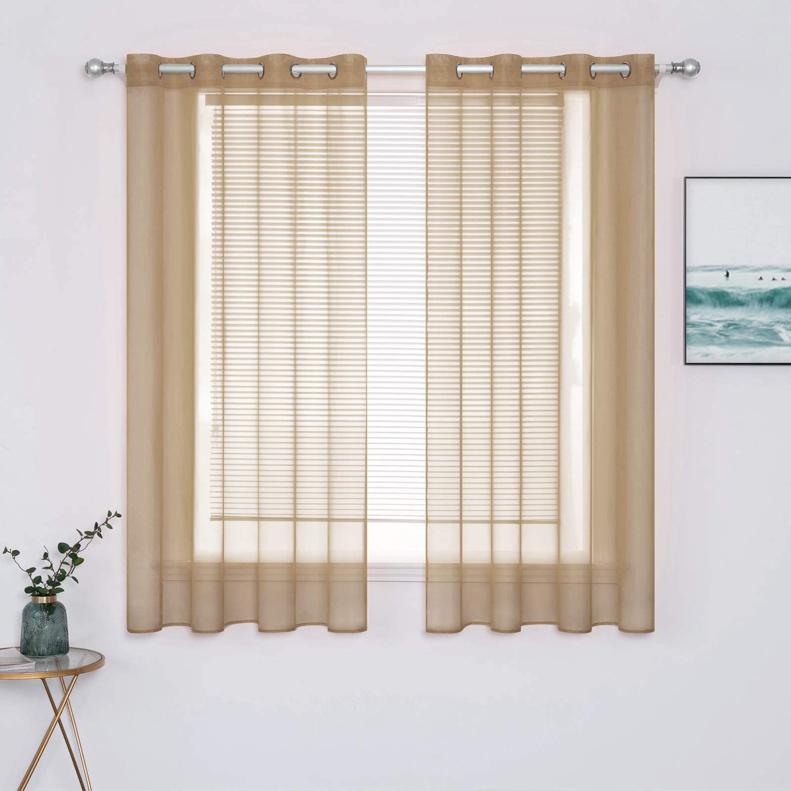 MIULEE Solid Color Sheer Curtains 84 Inches Long 2 Panels Set - Elegant Lightweight Grommet Light Filtering Window Voile Panels/Drapes/Treatment for Bedroom Living Room W42 x L84 Inch, White