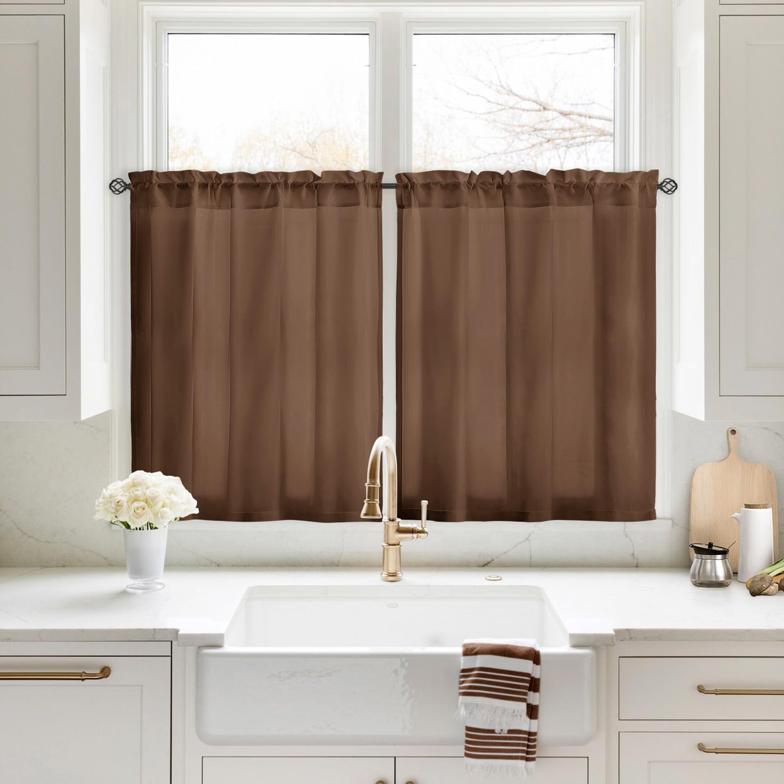 HOMEIDEAS Non-See-Through White Privacy Sheer Curtains 52 X 84 Inches Long 2 Panels Sheer Curtains Light Filtering Window Curtains Drapes for Bedroom Living Room