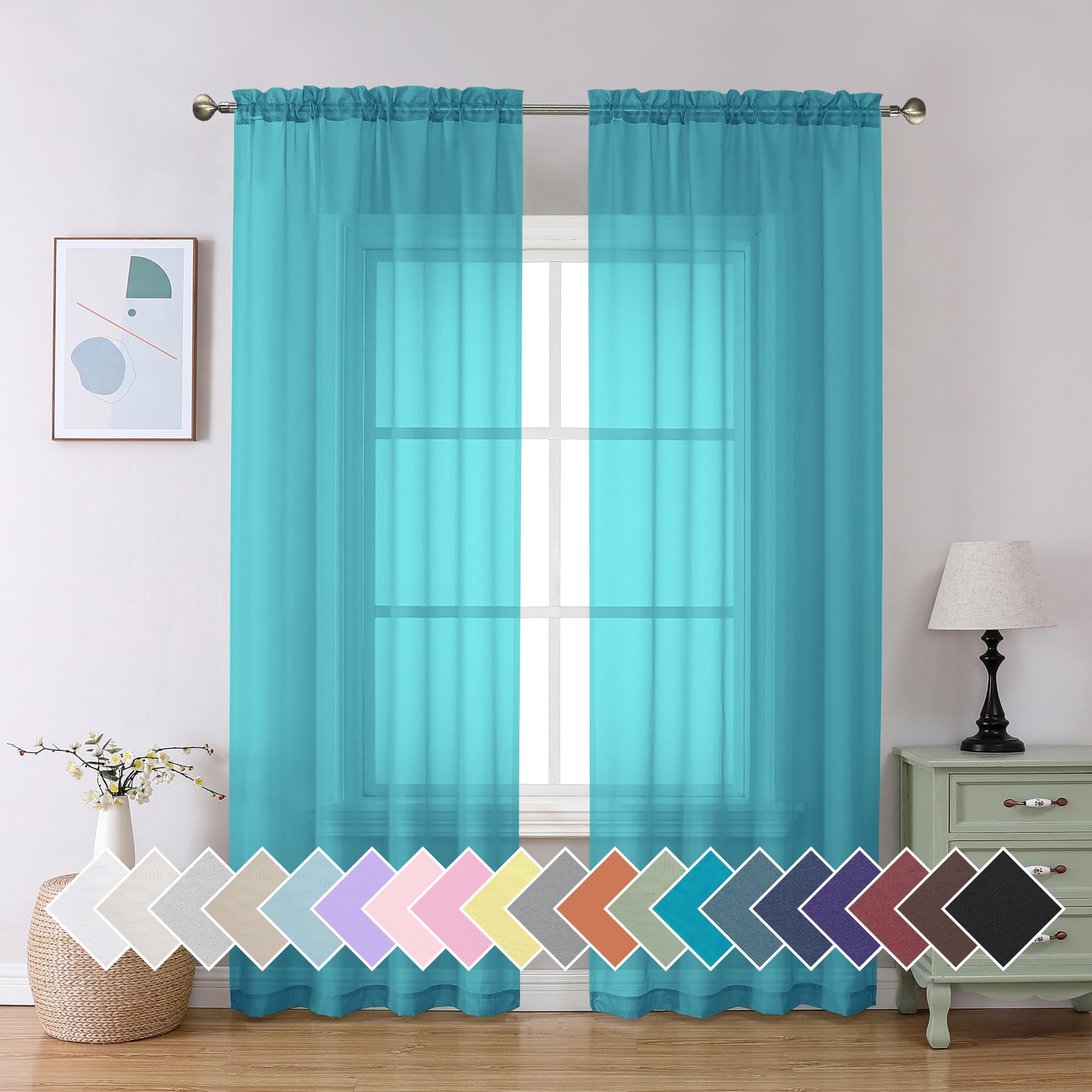 Aiyufeng Blush Pink Sheer Curtains 84 Inches Long 2 Panels Set, Light Filtering Soft Airy Voile Rod Pocket Baby Pink Sheer Window Drapes for Bedroom Living Room, Each 40Wx84L Inches