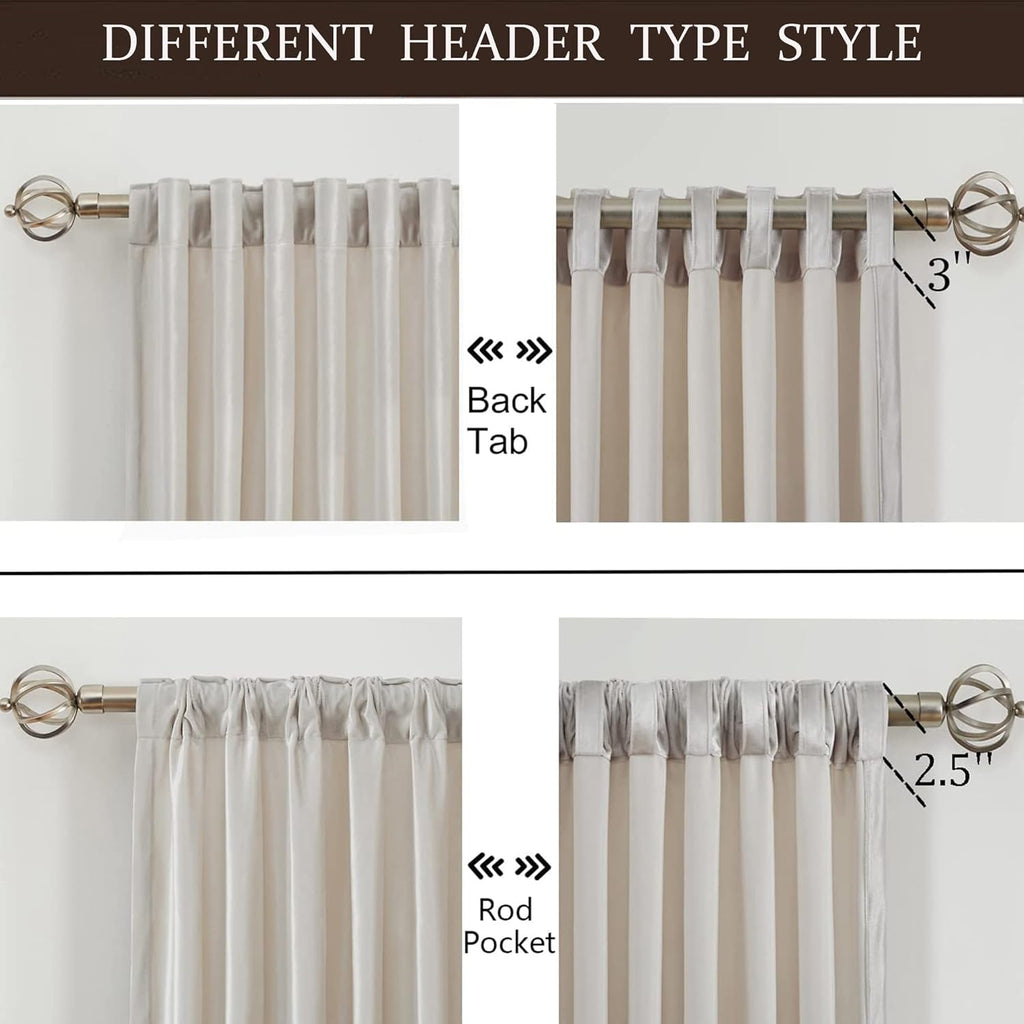 100% Blackout Ivory Off White Velvet Curtains 84 inch Long for Living Room,Set of 2 Panels Liner Rod Pocket Back Tab Thermal Window Drapes Room Darkening Heavy Decorative Curtains for Bedroom