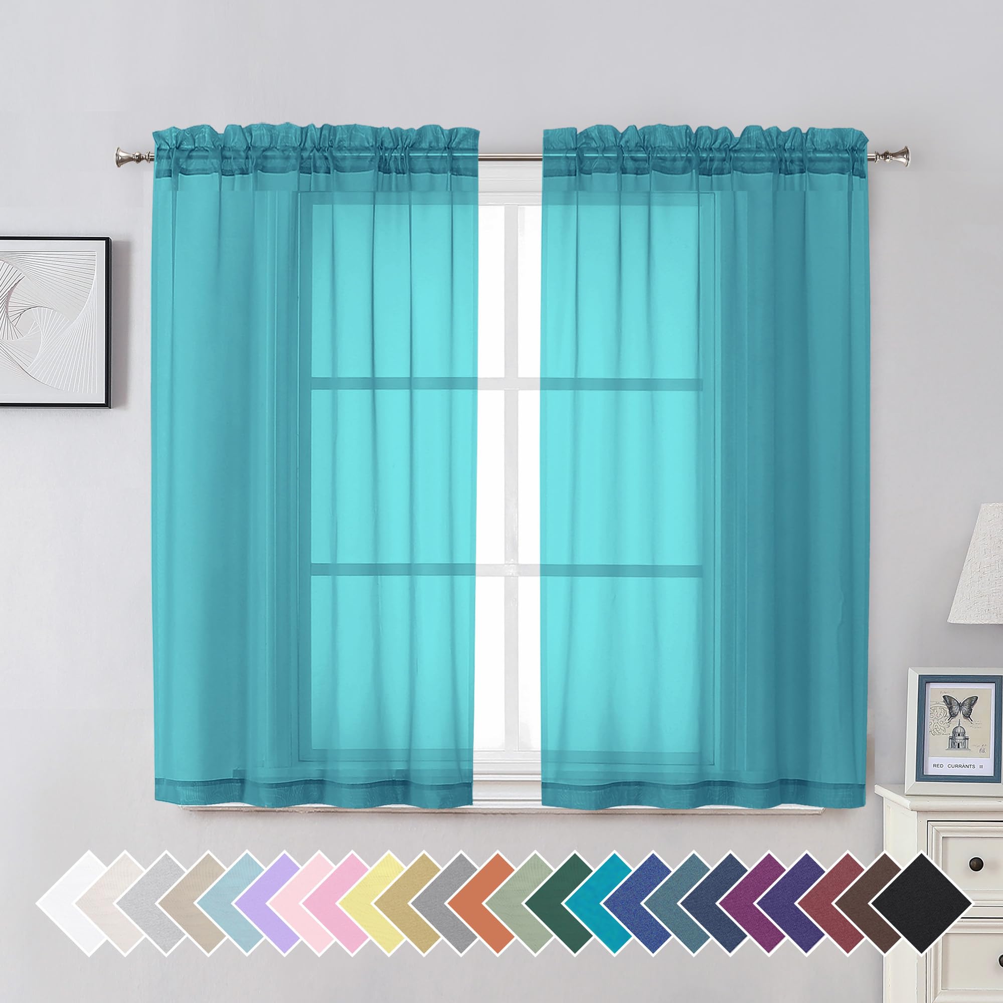 Aiyufeng Blush Pink Sheer Curtains 84 Inches Long 2 Panels Set, Light Filtering Soft Airy Voile Rod Pocket Baby Pink Sheer Window Drapes for Bedroom Living Room, Each 40Wx84L Inches