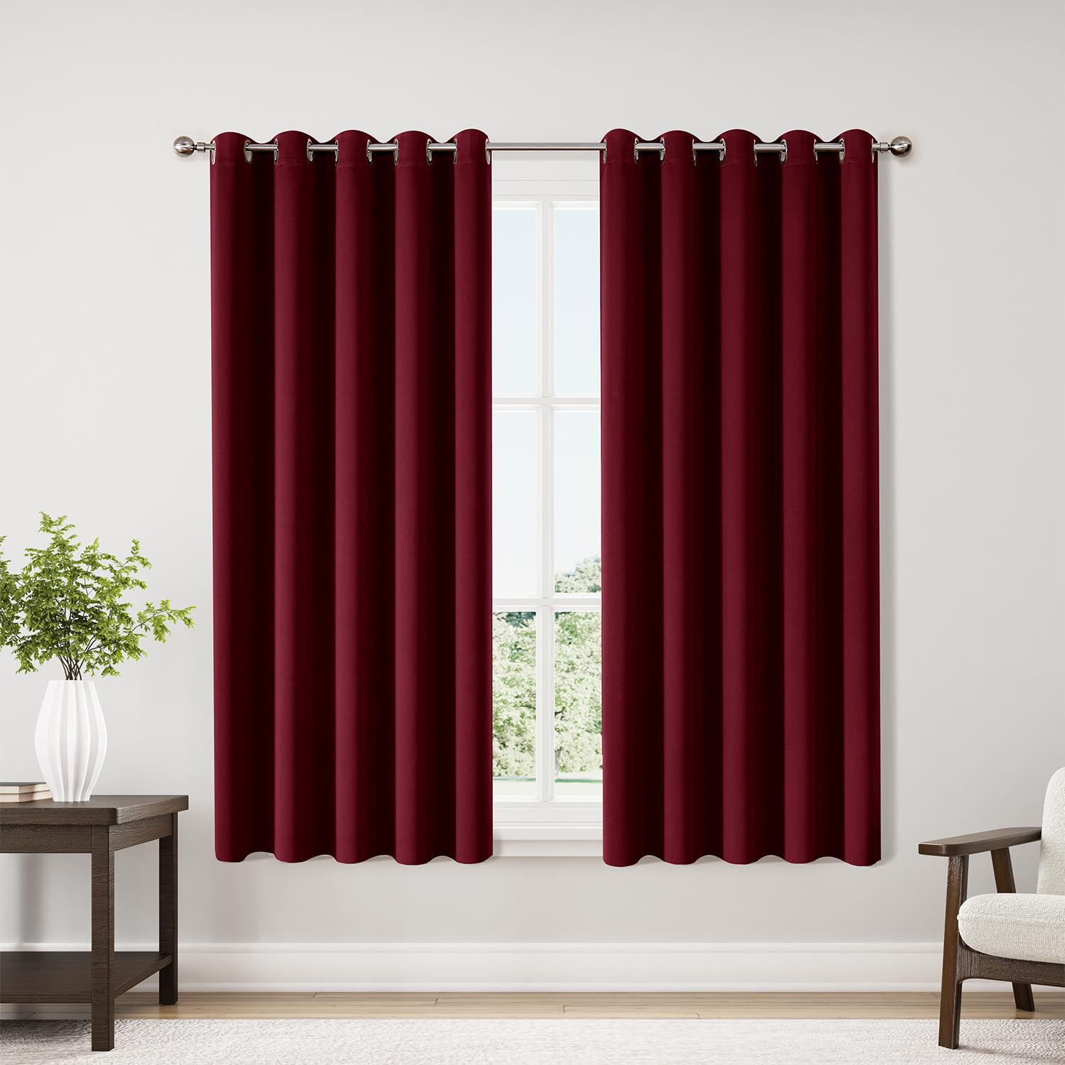 ChrisDowa Grommet Blackout Curtains for Bedroom and Living Room - 2 Panels Set Thermal Insulated Room Darkening Curtains (Dark Grey, 42 x 63 Inch)