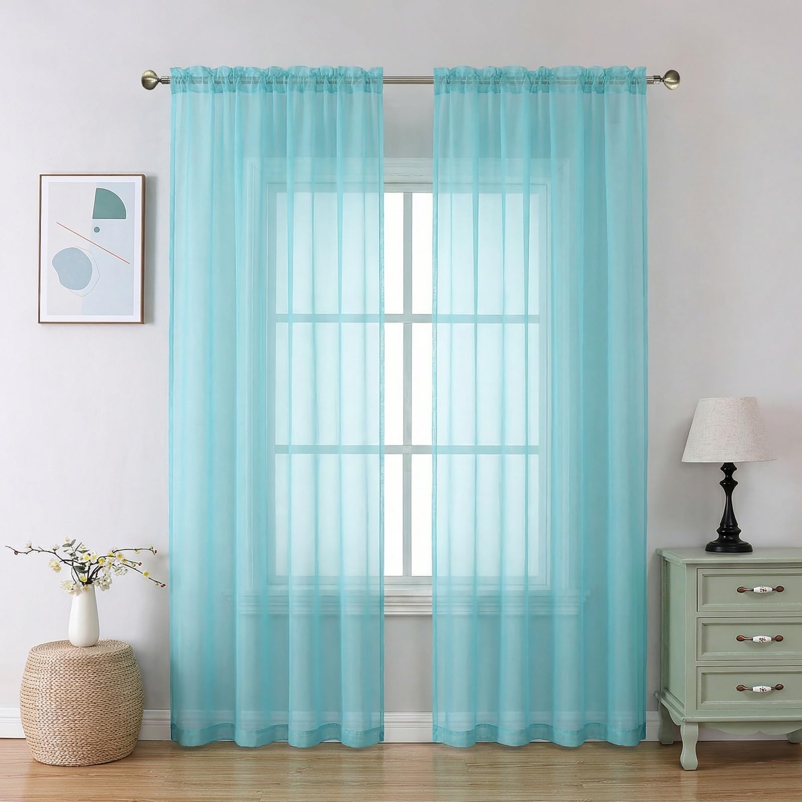 Aiyufeng Blush Pink Sheer Curtains 84 Inches Long 2 Panels Set, Light Filtering Soft Airy Voile Rod Pocket Baby Pink Sheer Window Drapes for Bedroom Living Room, Each 40Wx84L Inches