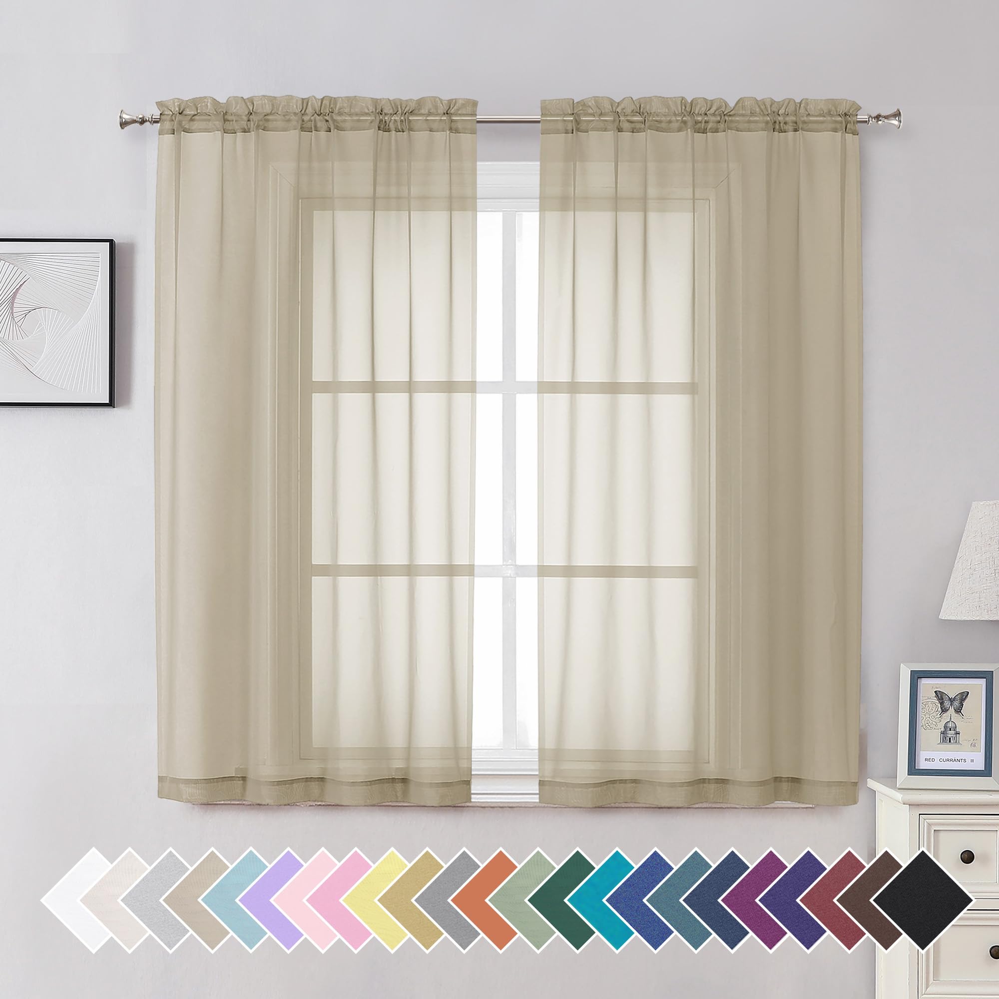 Aiyufeng Blush Pink Sheer Curtains 84 Inches Long 2 Panels Set, Light Filtering Soft Airy Voile Rod Pocket Baby Pink Sheer Window Drapes for Bedroom Living Room, Each 40Wx84L Inches