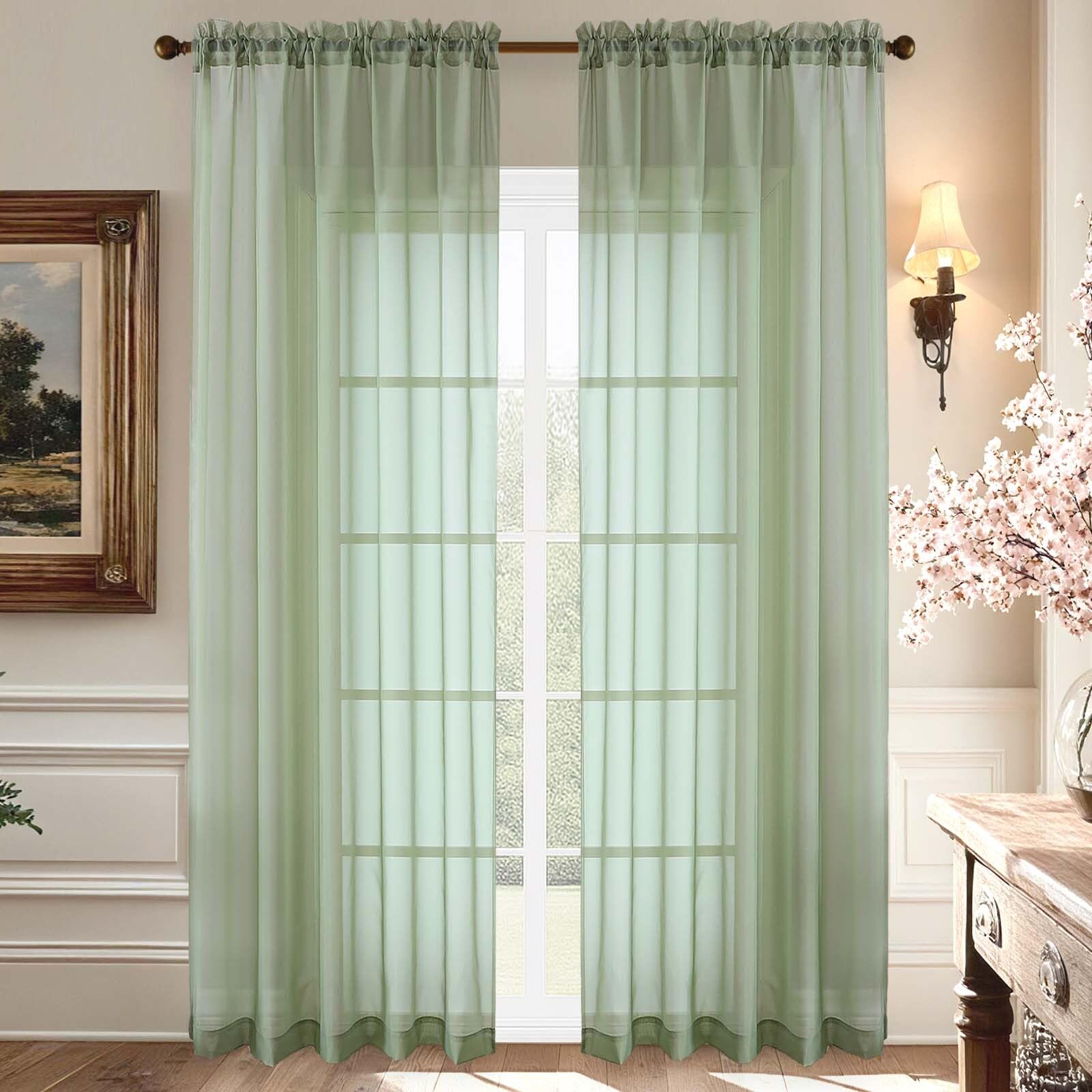 Aiyufeng Blush Pink Sheer Curtains 84 Inches Long 2 Panels Set, Light Filtering Soft Airy Voile Rod Pocket Baby Pink Sheer Window Drapes for Bedroom Living Room, Each 40Wx84L Inches