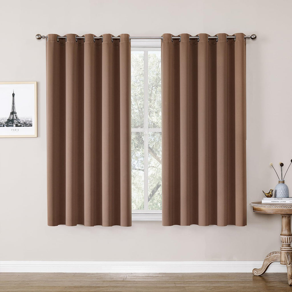 ChrisDowa Grommet Blackout Curtains for Bedroom and Living Room - 2 Panels Set Thermal Insulated Room Darkening Curtains (Dark Grey, 42 x 63 Inch)