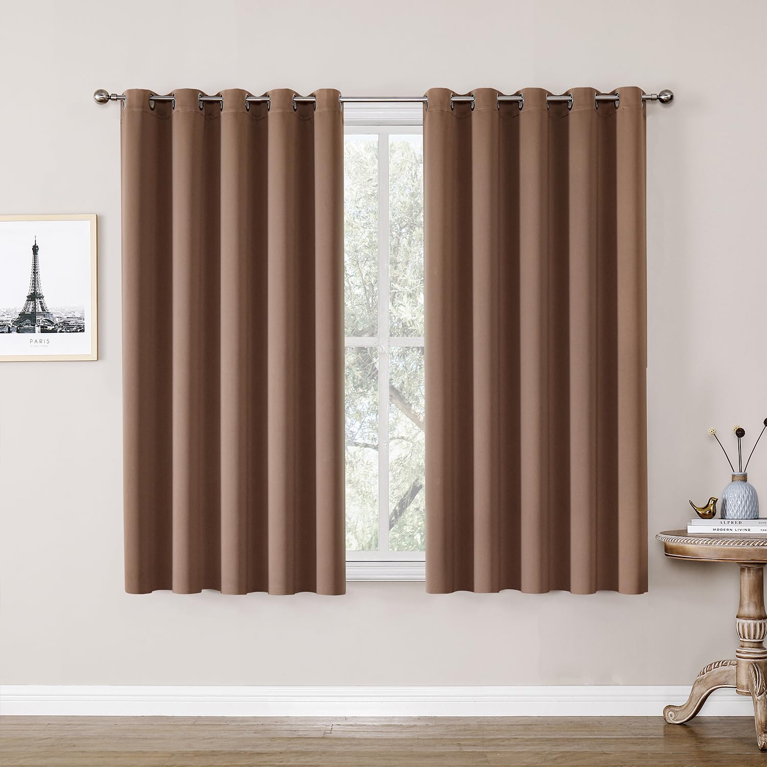 ChrisDowa Grommet Blackout Curtains for Bedroom and Living Room - 2 Panels Set Thermal Insulated Room Darkening Curtains (Dark Grey, 42 x 63 Inch)