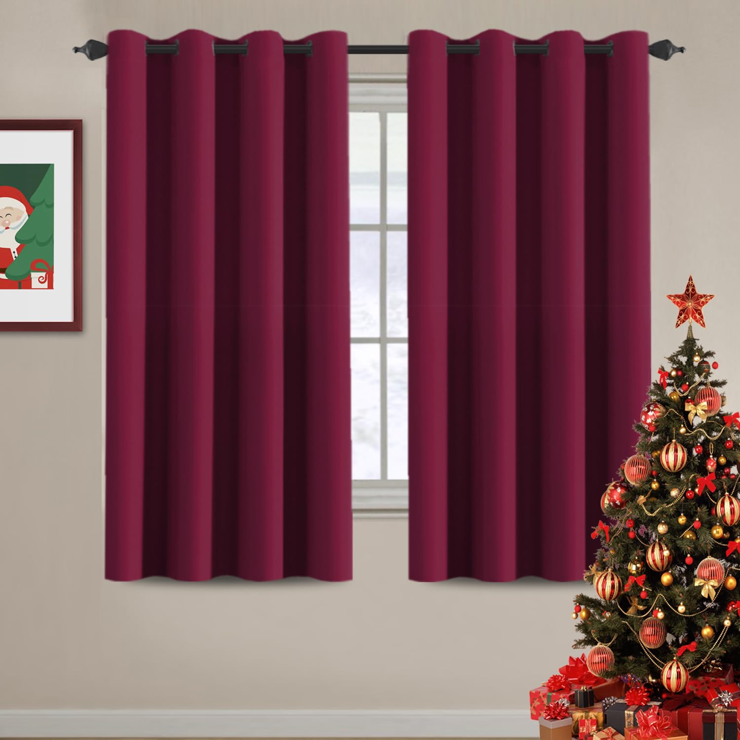 H.VERSAILTEX Blackout Patio Curtains 100 x 96 Inches for Sliding Door Extral Wide Blackout Curtain Panels Thermal Insulated Room Divider - Grommet Top, 8' Tall by 8.5' Wide - Jet Black