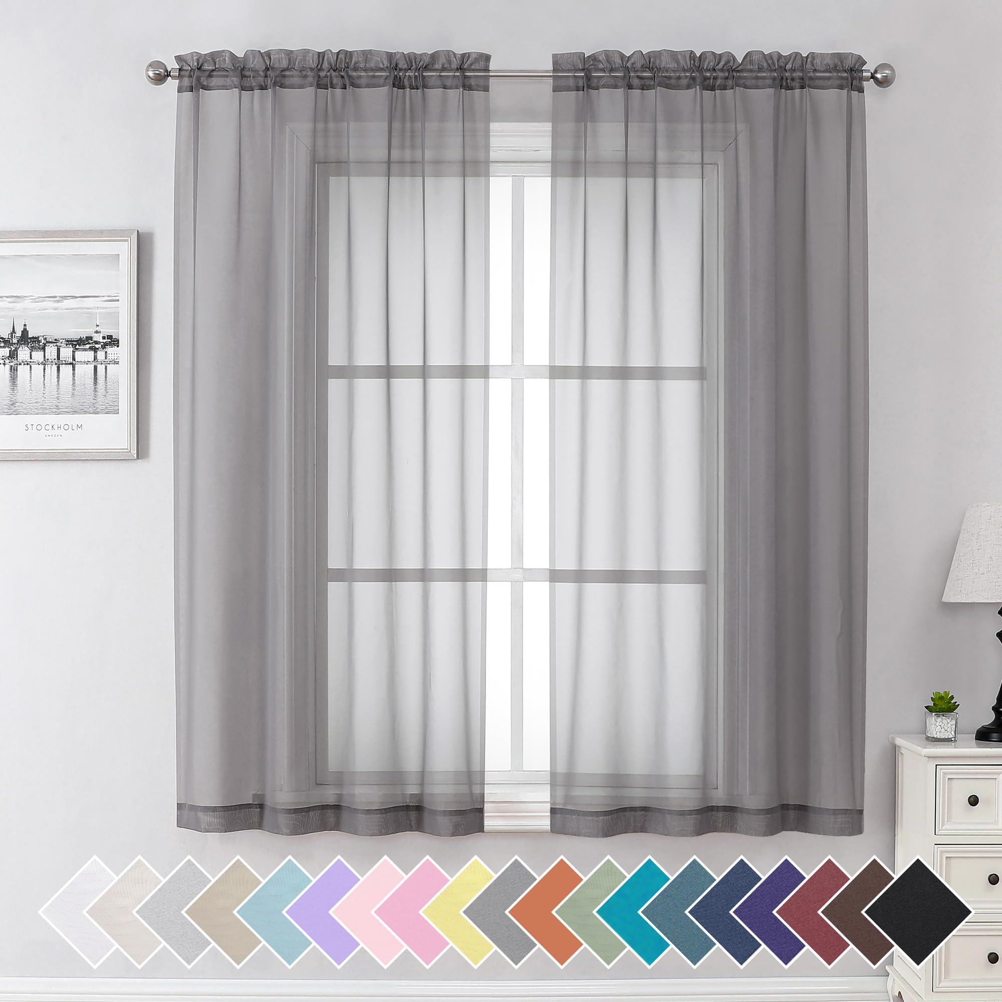 Aiyufeng Blush Pink Sheer Curtains 84 Inches Long 2 Panels Set, Light Filtering Soft Airy Voile Rod Pocket Baby Pink Sheer Window Drapes for Bedroom Living Room, Each 40Wx84L Inches