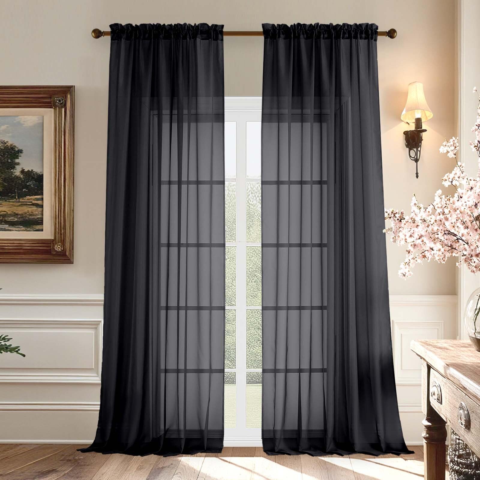 Aiyufeng Blush Pink Sheer Curtains 84 Inches Long 2 Panels Set, Light Filtering Soft Airy Voile Rod Pocket Baby Pink Sheer Window Drapes for Bedroom Living Room, Each 40Wx84L Inches