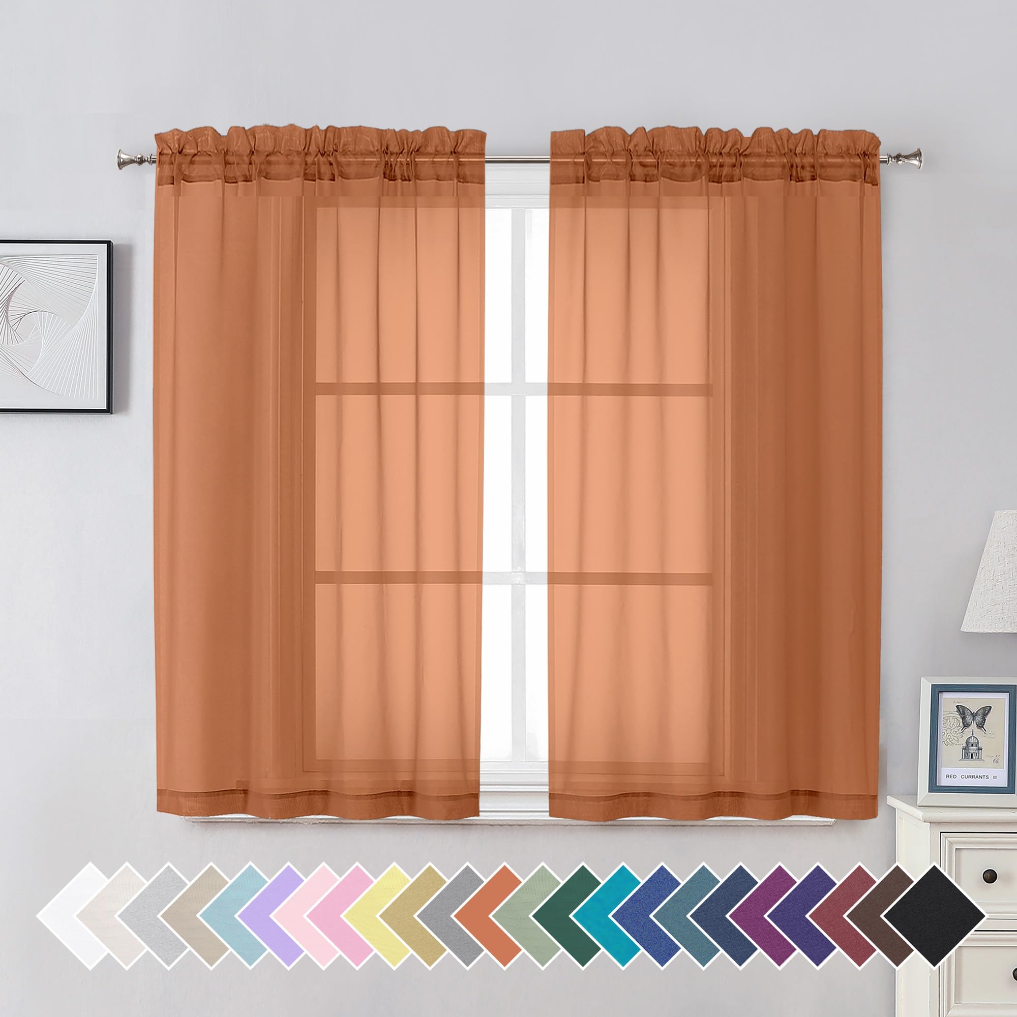 Aiyufeng Blush Pink Sheer Curtains 84 Inches Long 2 Panels Set, Light Filtering Soft Airy Voile Rod Pocket Baby Pink Sheer Window Drapes for Bedroom Living Room, Each 40Wx84L Inches
