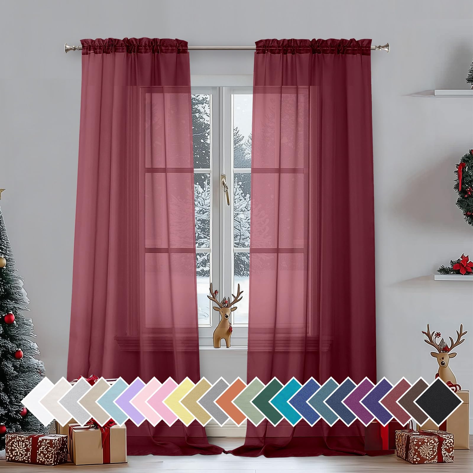 Aiyufeng Blush Pink Sheer Curtains 84 Inches Long 2 Panels Set, Light Filtering Soft Airy Voile Rod Pocket Baby Pink Sheer Window Drapes for Bedroom Living Room, Each 40Wx84L Inches