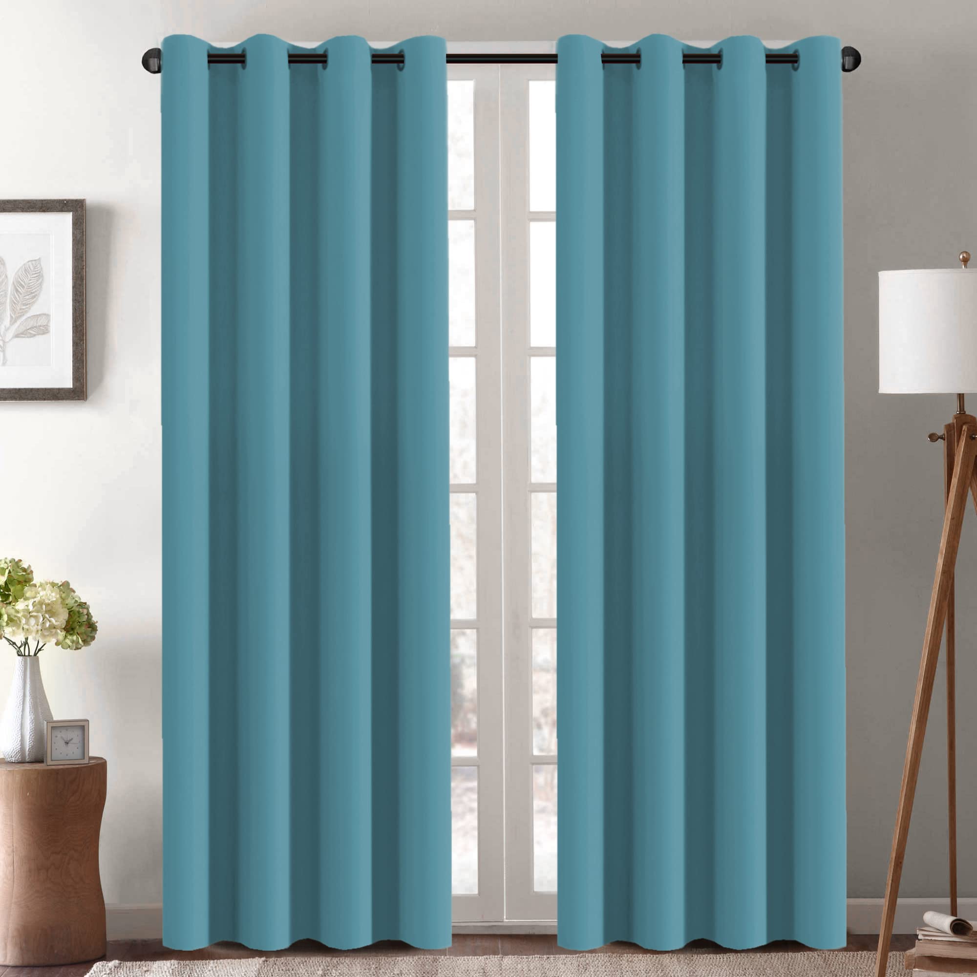 H.VERSAILTEX Blackout Patio Curtains 100 x 96 Inches for Sliding Door Extral Wide Blackout Curtain Panels Thermal Insulated Room Divider - Grommet Top, 8' Tall by 8.5' Wide - Jet Black