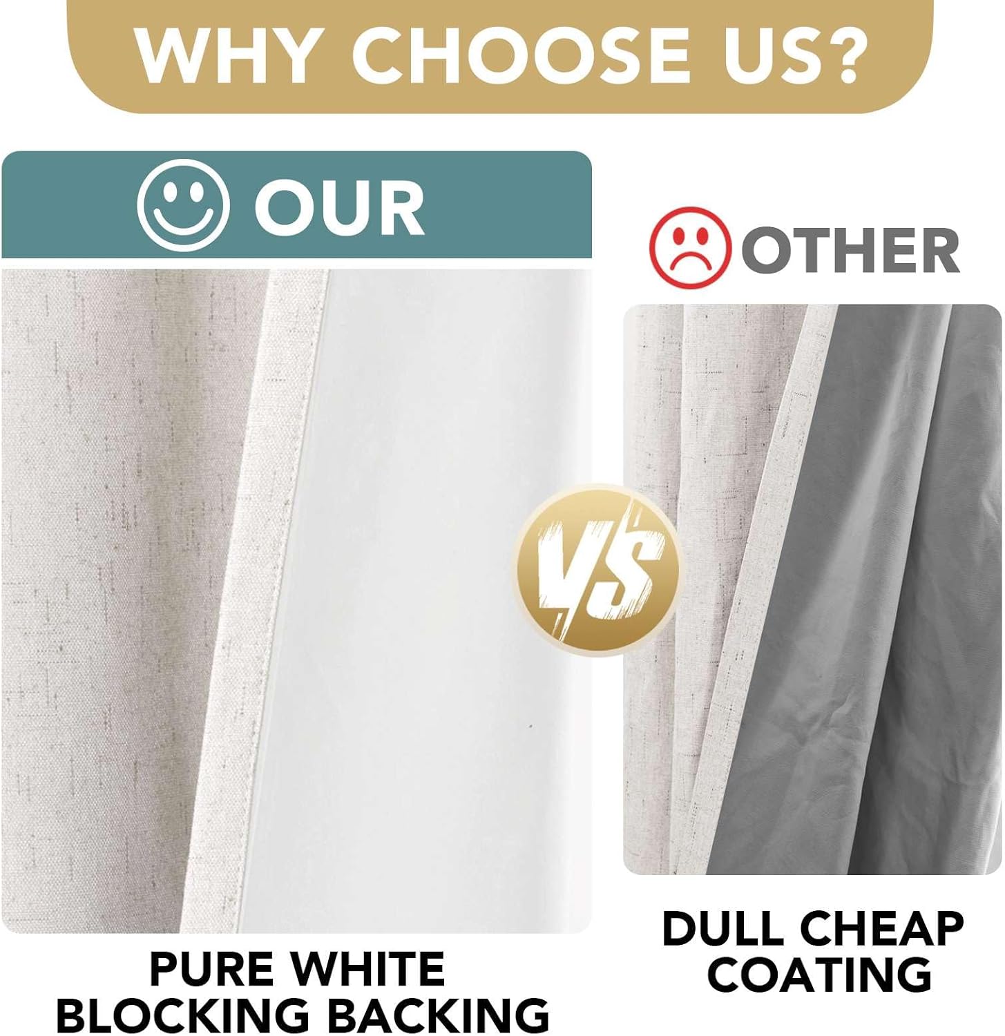 H.VERSAILTEX 100% Blackout Curtains Ivory, Linen Blackout Curtains 96 inch Curtains 2 Panel Set, Elegant Curtain for Bedroom Grommet Drapes for Living Room