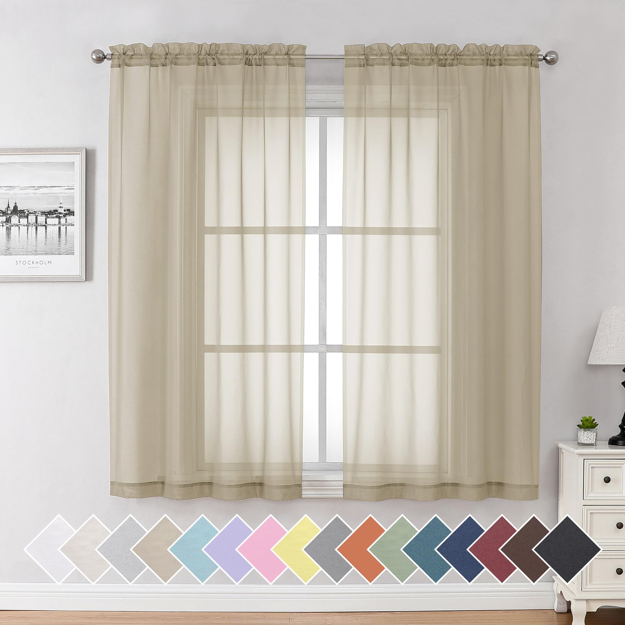 Aiyufeng Blush Pink Sheer Curtains 84 Inches Long 2 Panels Set, Light Filtering Soft Airy Voile Rod Pocket Baby Pink Sheer Window Drapes for Bedroom Living Room, Each 40Wx84L Inches
