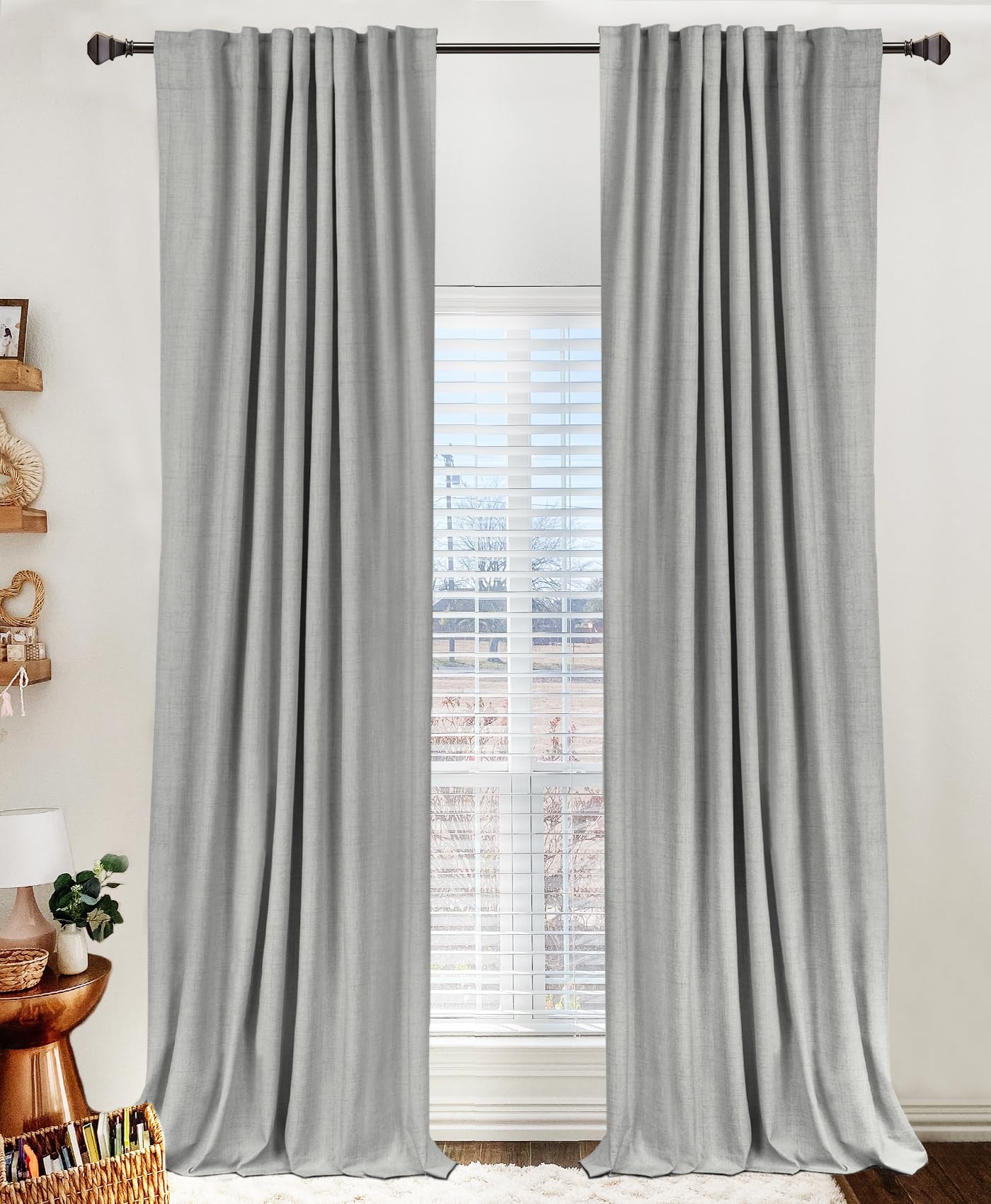Cream Thermal Blackout Curtains 2 Panels, 50"×84", Back Tab & Rod Pocket Design