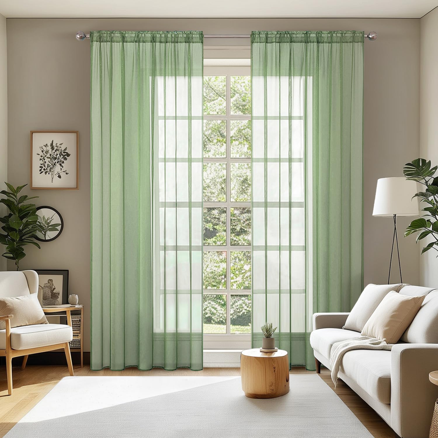 MIULEE White Sheer Curtains 96 inches Long Window Curtains 2 Panels Solid Color Elegant Window Voile Panels/Drapes/Treatment for Bedroom Living Room (54 X 96 Inches White)