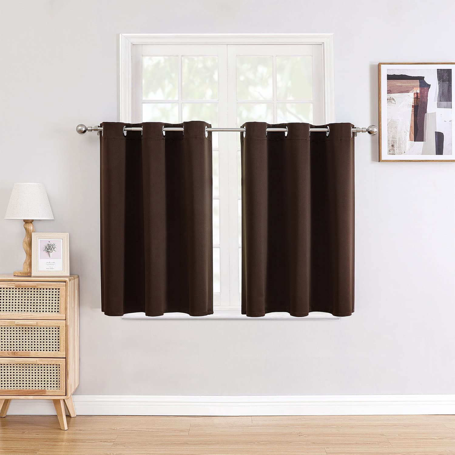 ChrisDowa Grommet Blackout Curtains for Bedroom and Living Room - 2 Panels Set Thermal Insulated Room Darkening Curtains (Dark Grey, 42 x 63 Inch)